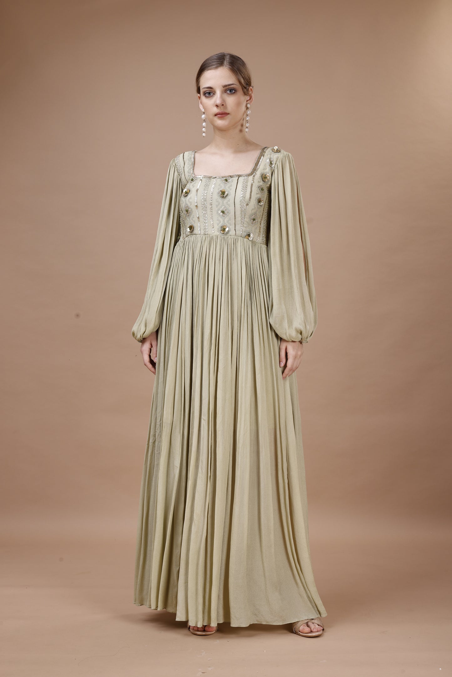 GREEN FULL LENGTH DRESS