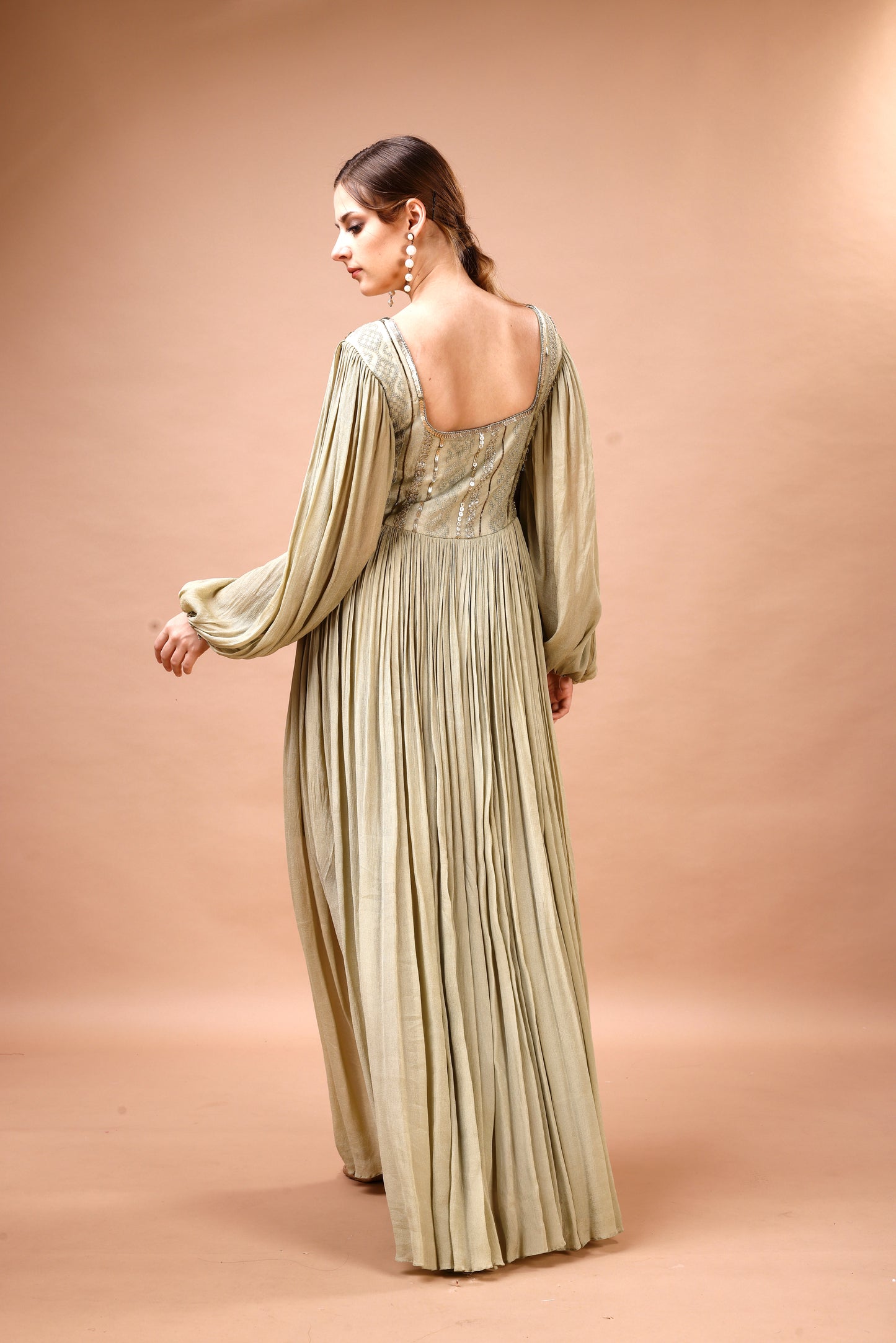 GREEN FULL LENGTH DRESS