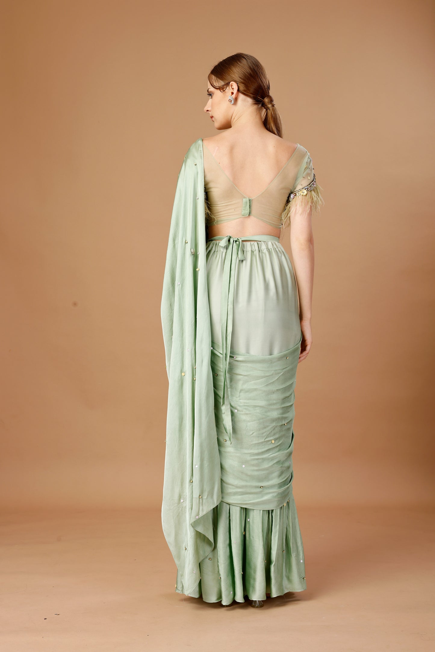 GREEN PRE DRAPE SAREE