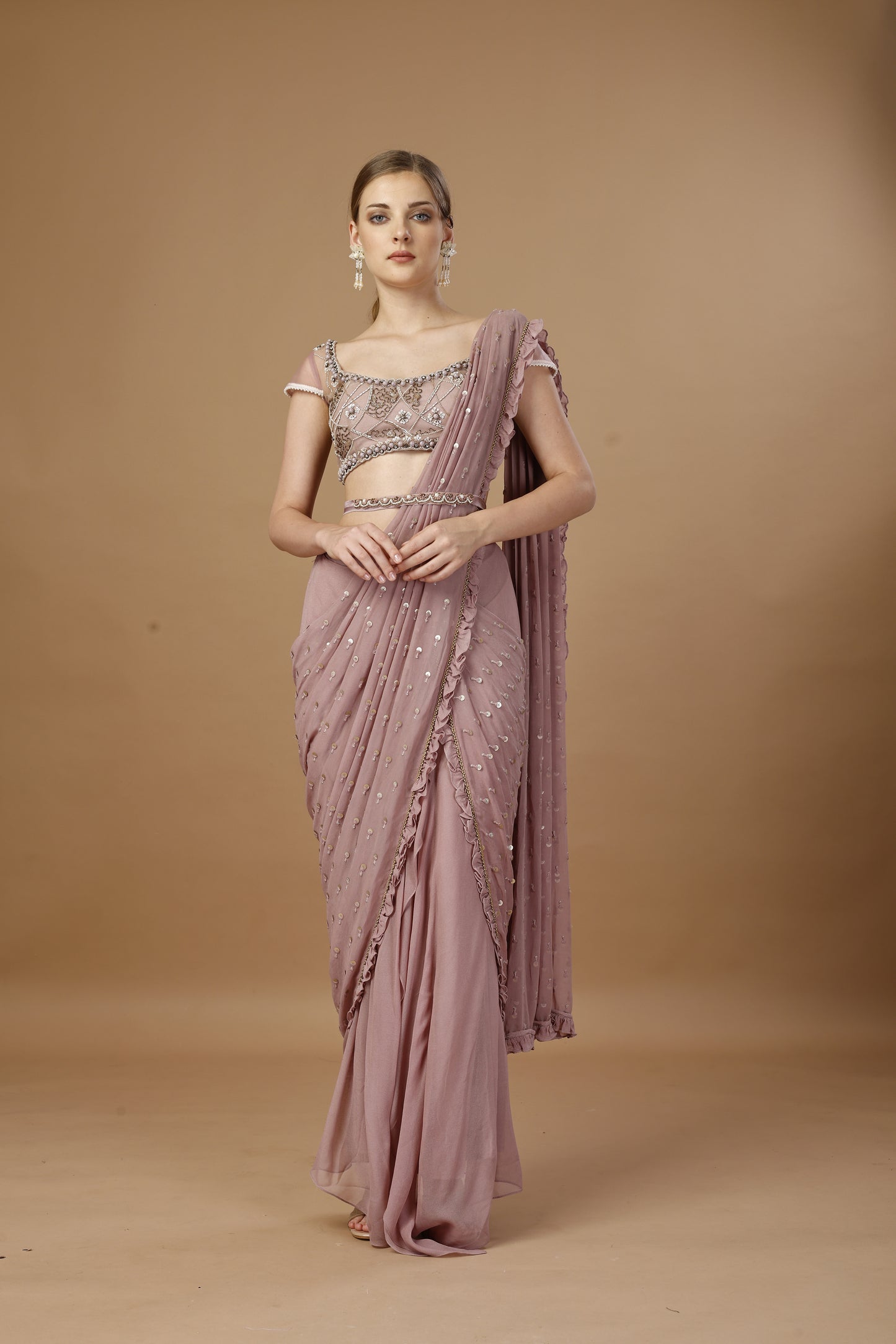 PINK PRE DRAPE SAREE