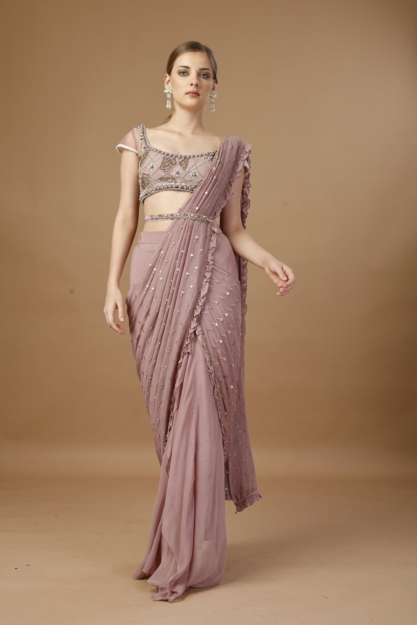 PINK PRE DRAPE SAREE