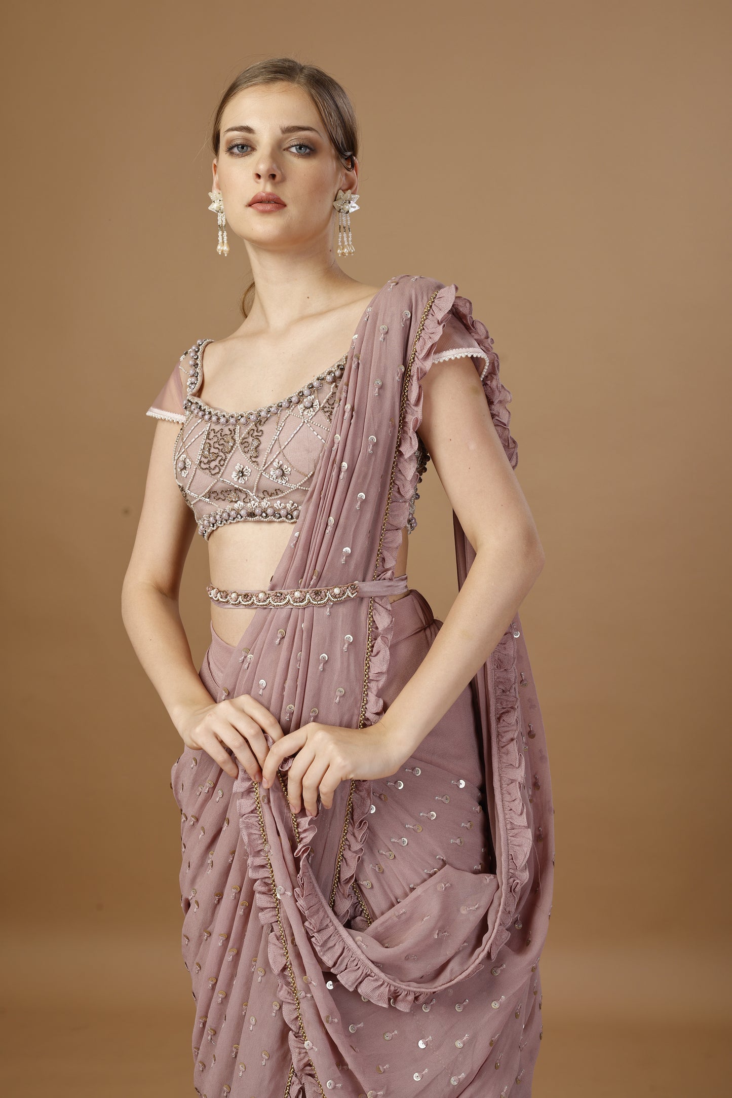 PINK PRE DRAPE SAREE