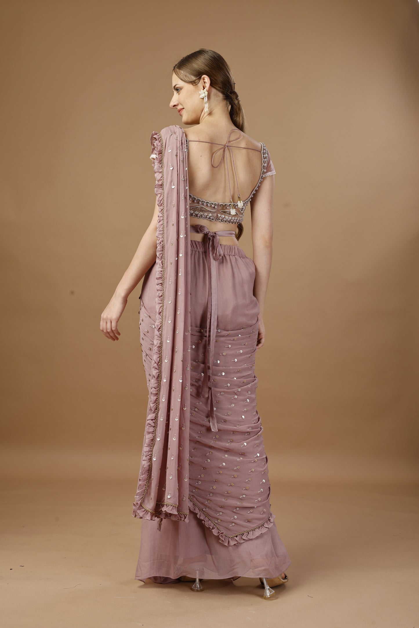 PINK PRE DRAPE SAREE