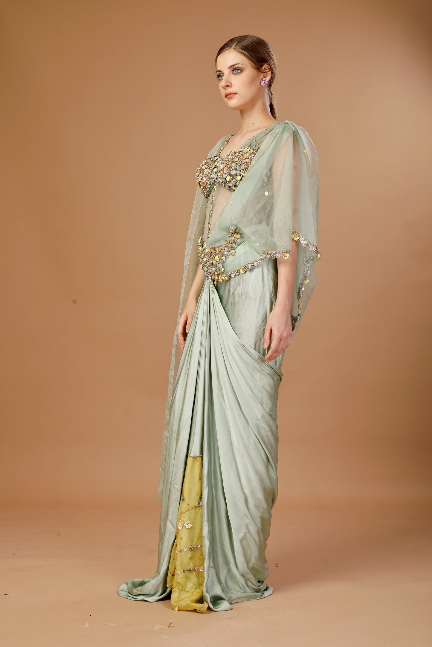MINT GREEN CORSET SAREE
