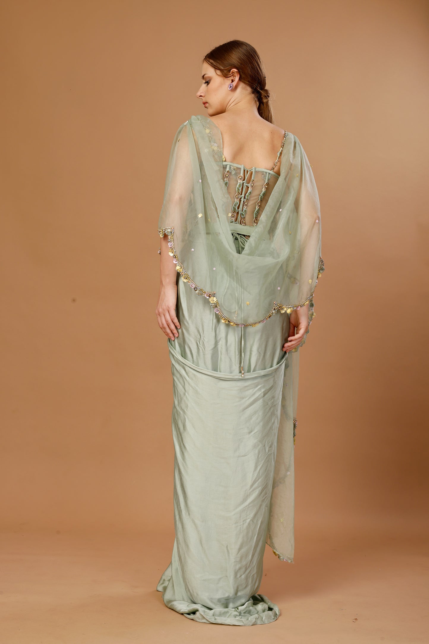 MINT GREEN CORSET SAREE
