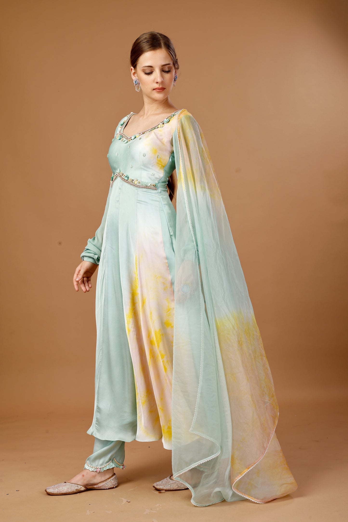 TIE AND DYE ANARKALI SET