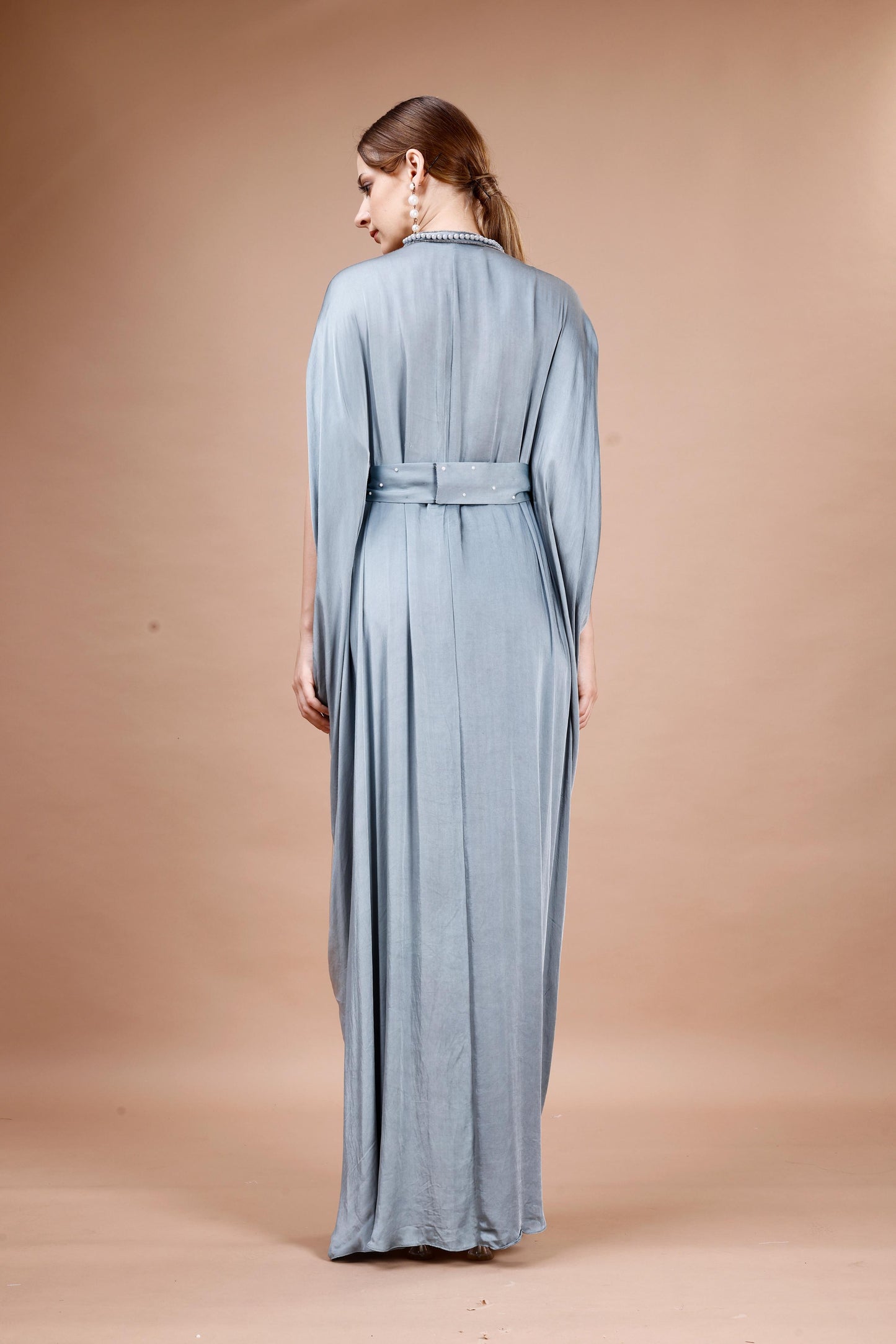 BLUE TIE DYE KAFTAN WITH BELT