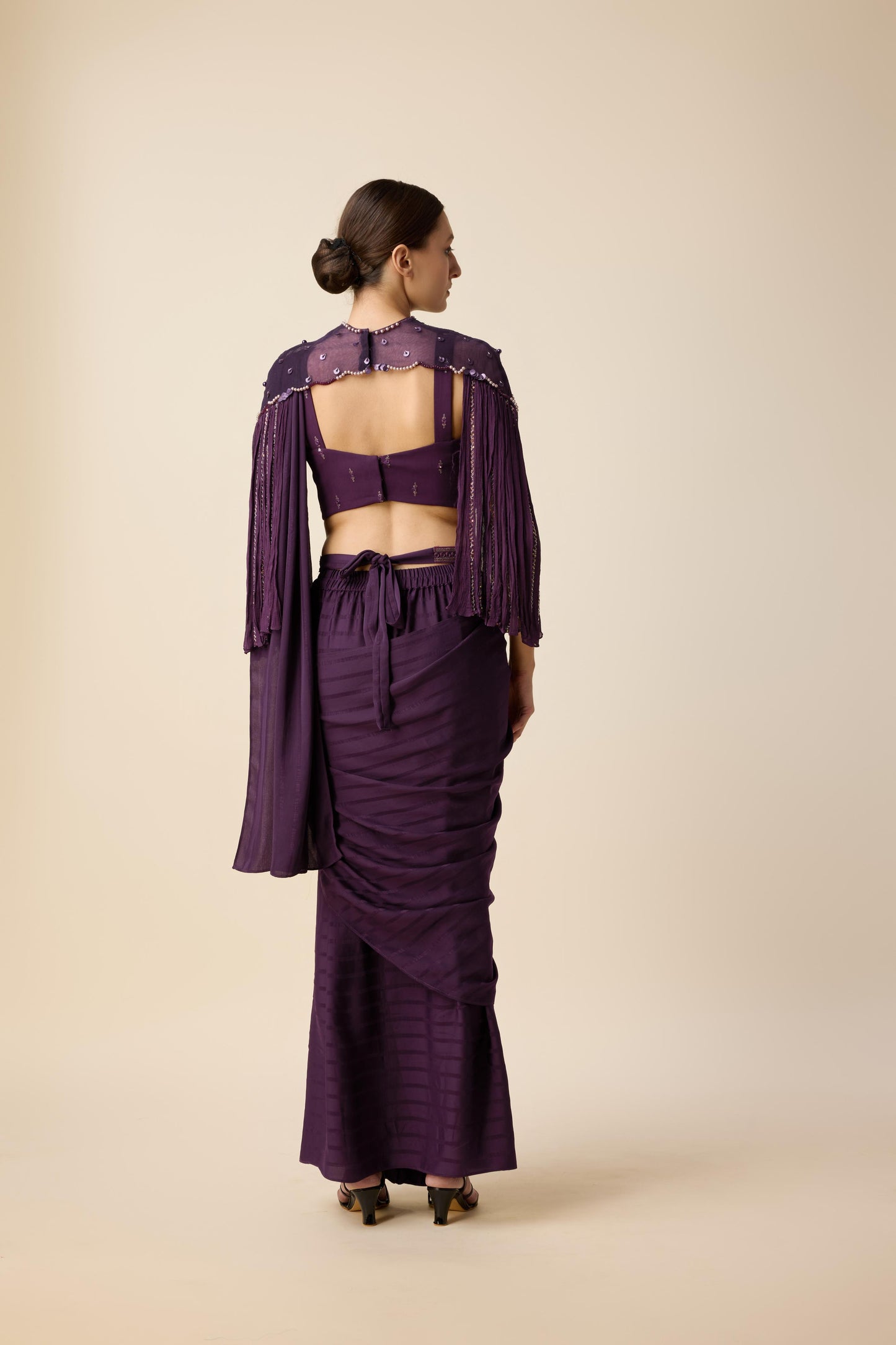 READY SAREE WITH SHORT CAPE AND BLOUSE