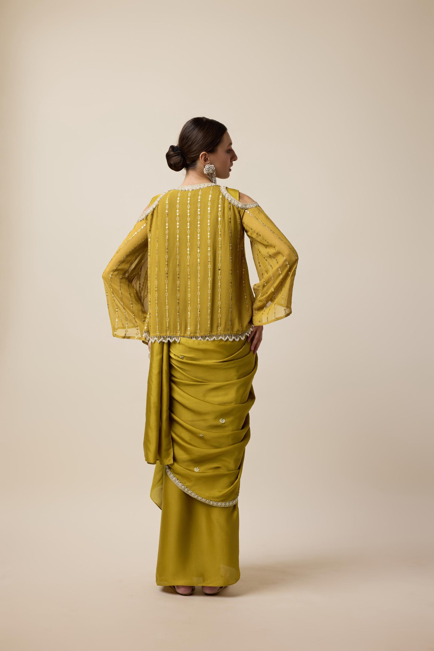 READY SAREE WITH JACKET LOOK