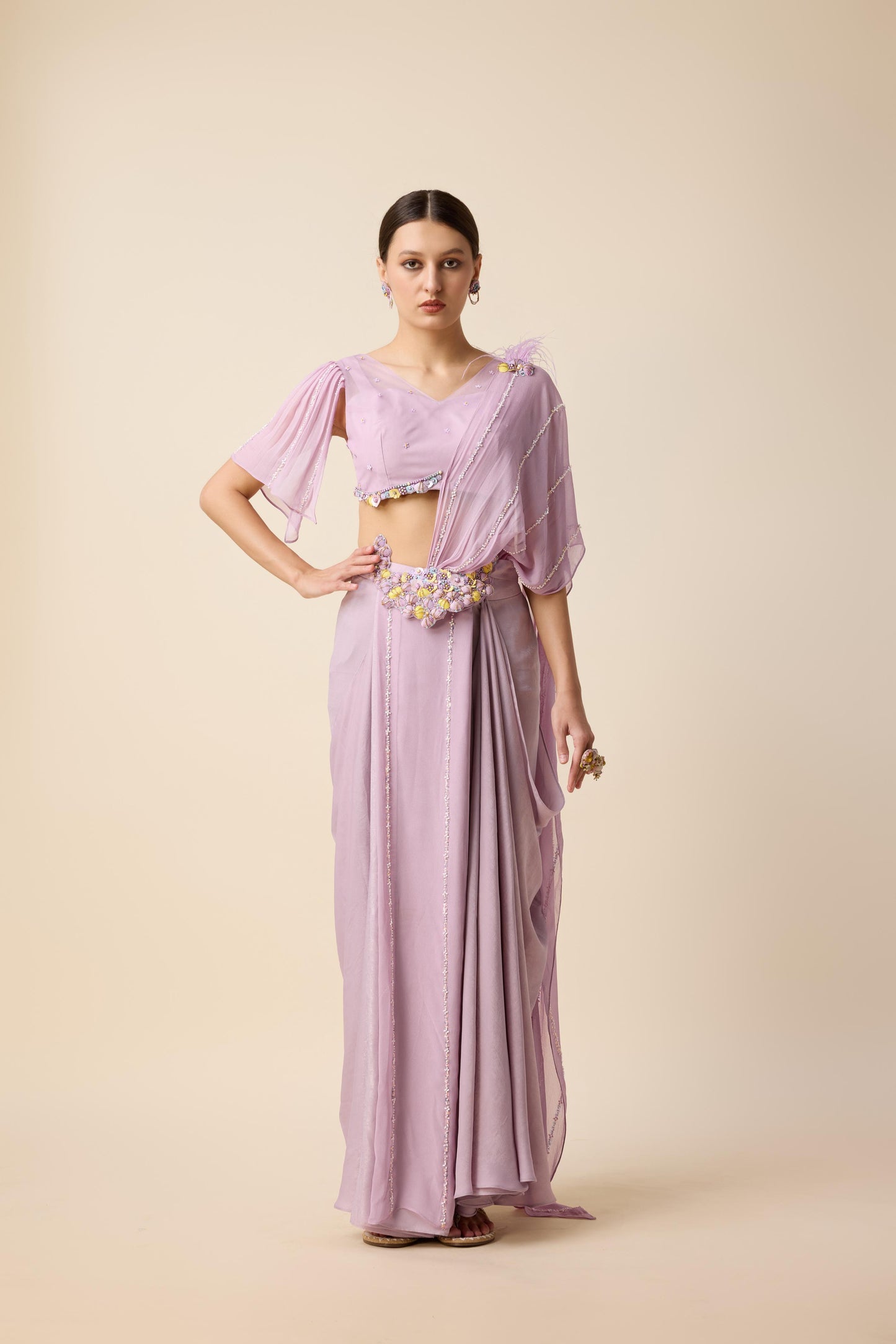 READY SAREE CONCEPT WITH DETACHABLE PALLU AND A BLOUSE.
