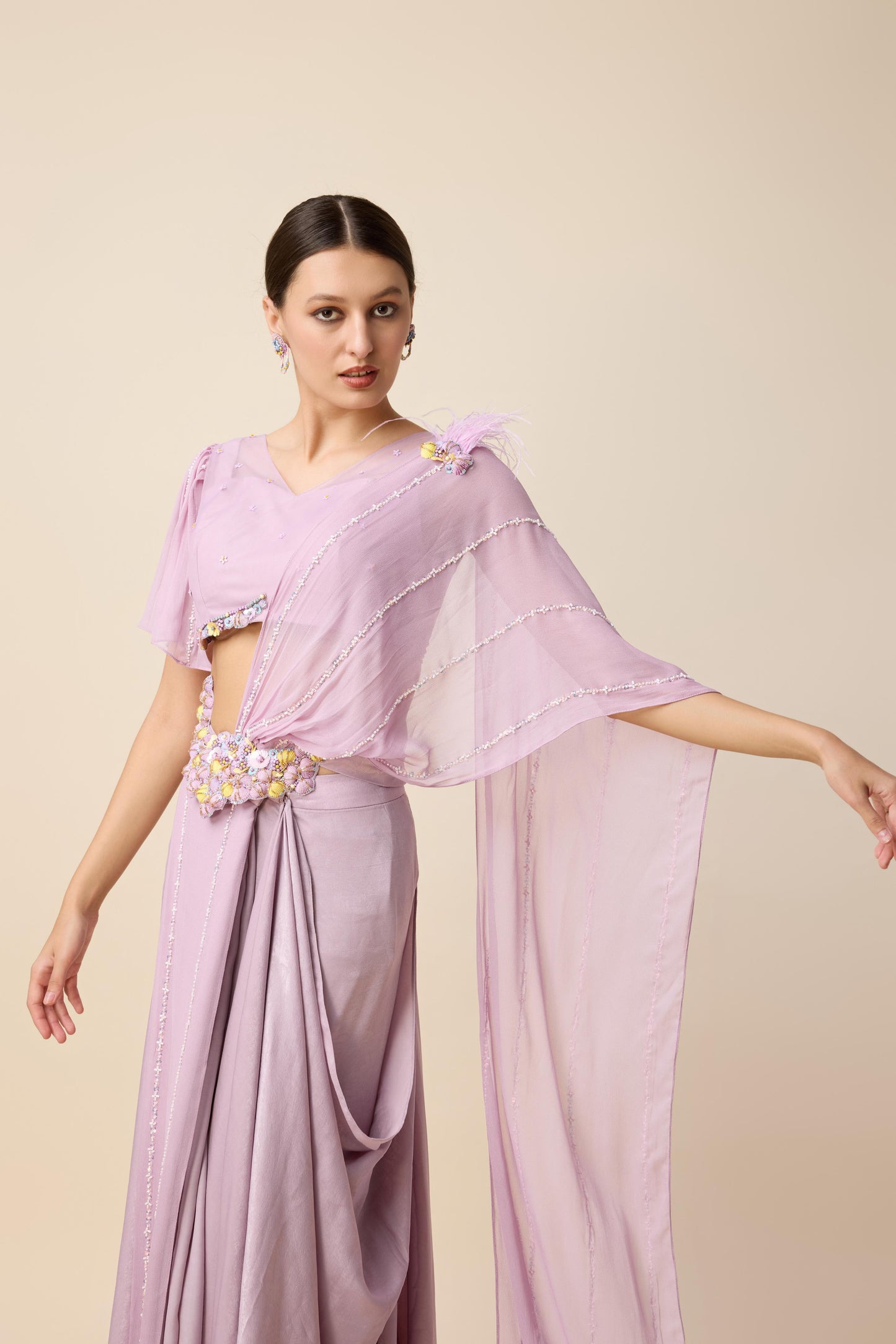 READY SAREE CONCEPT WITH DETACHABLE PALLU AND A BLOUSE.