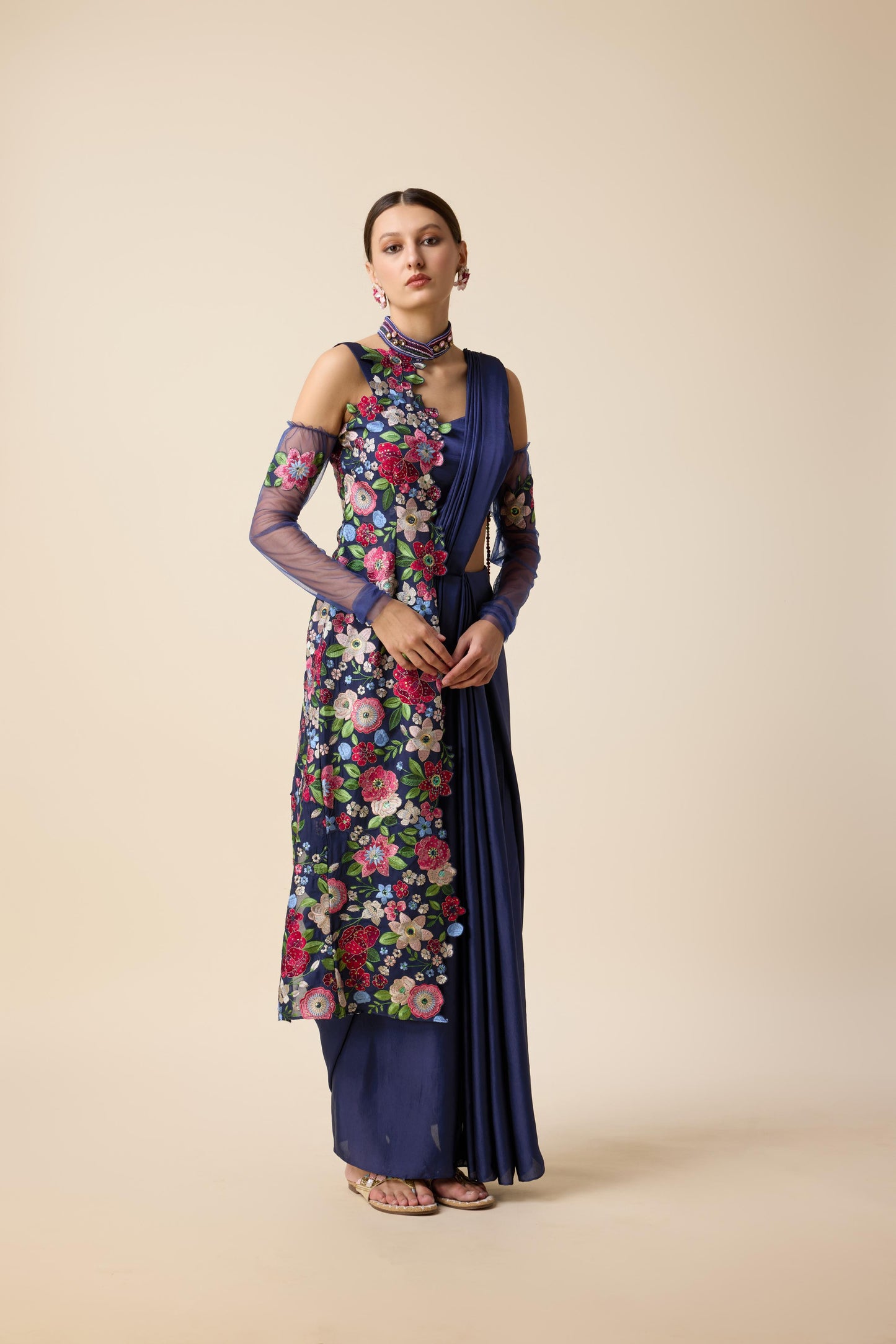 READY SAREE LOOK WITH JACKET