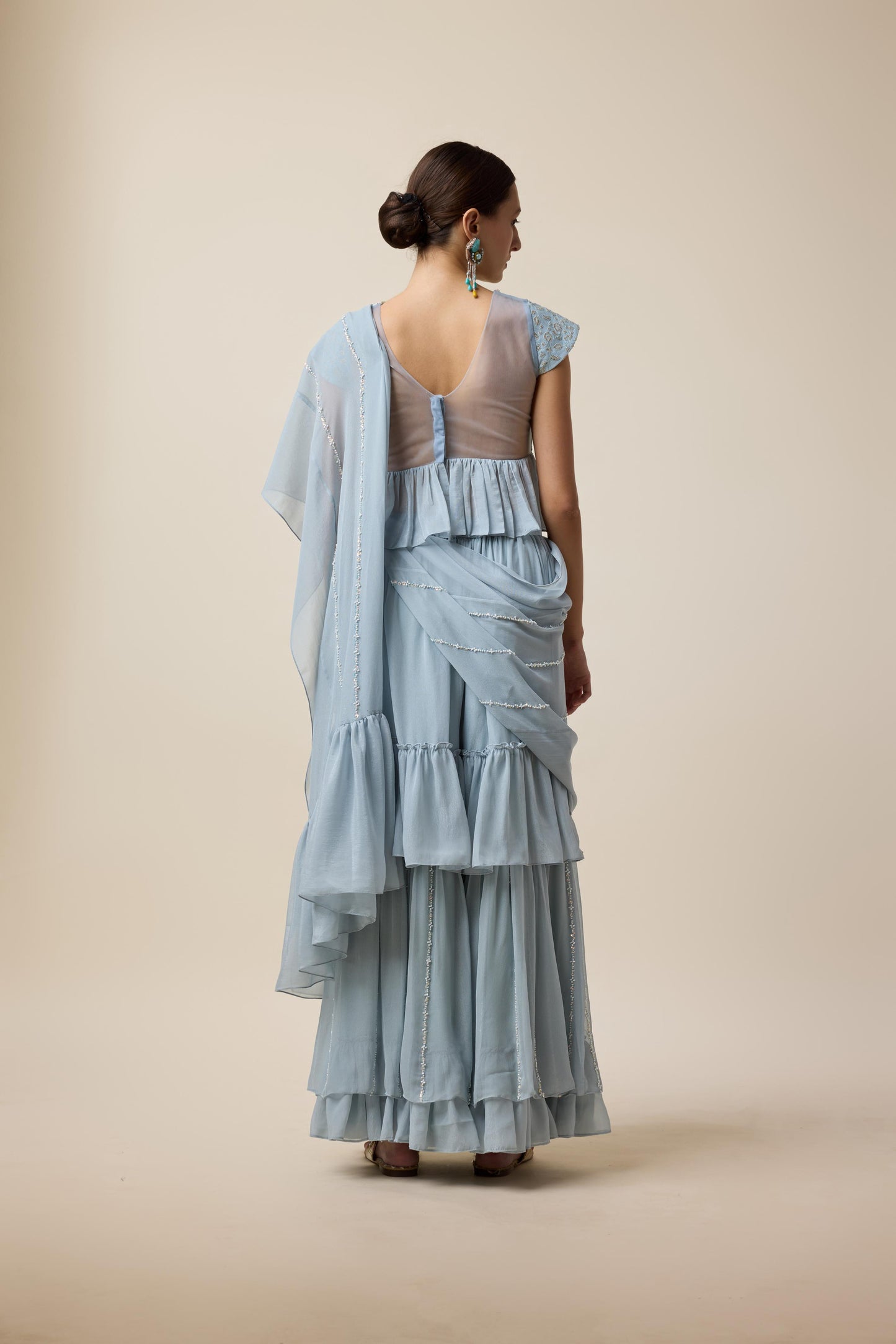 SHARARA SAREE WITH PEPLUM TOP AND DUPATTA