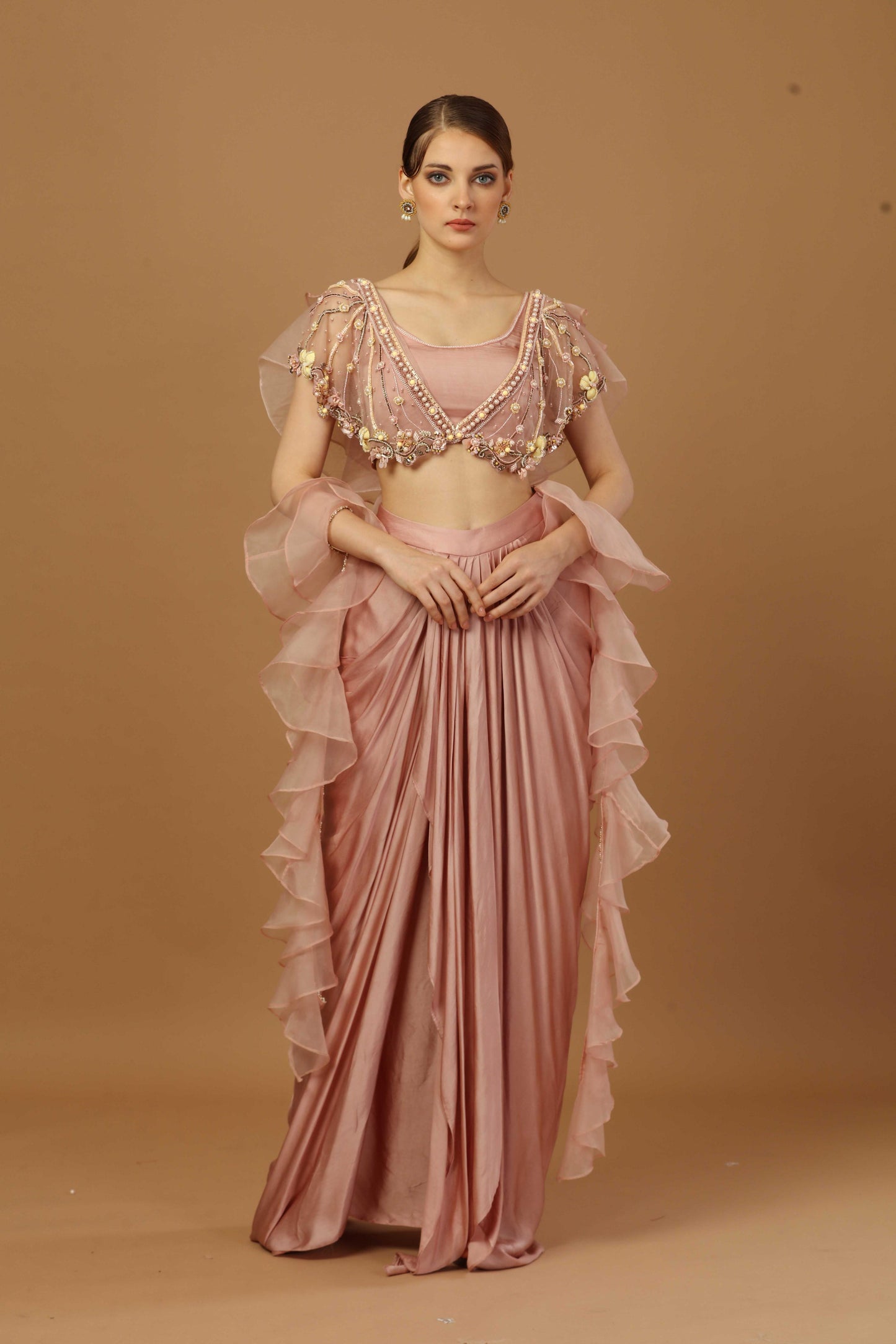 Drape skirt withlayered Blouse