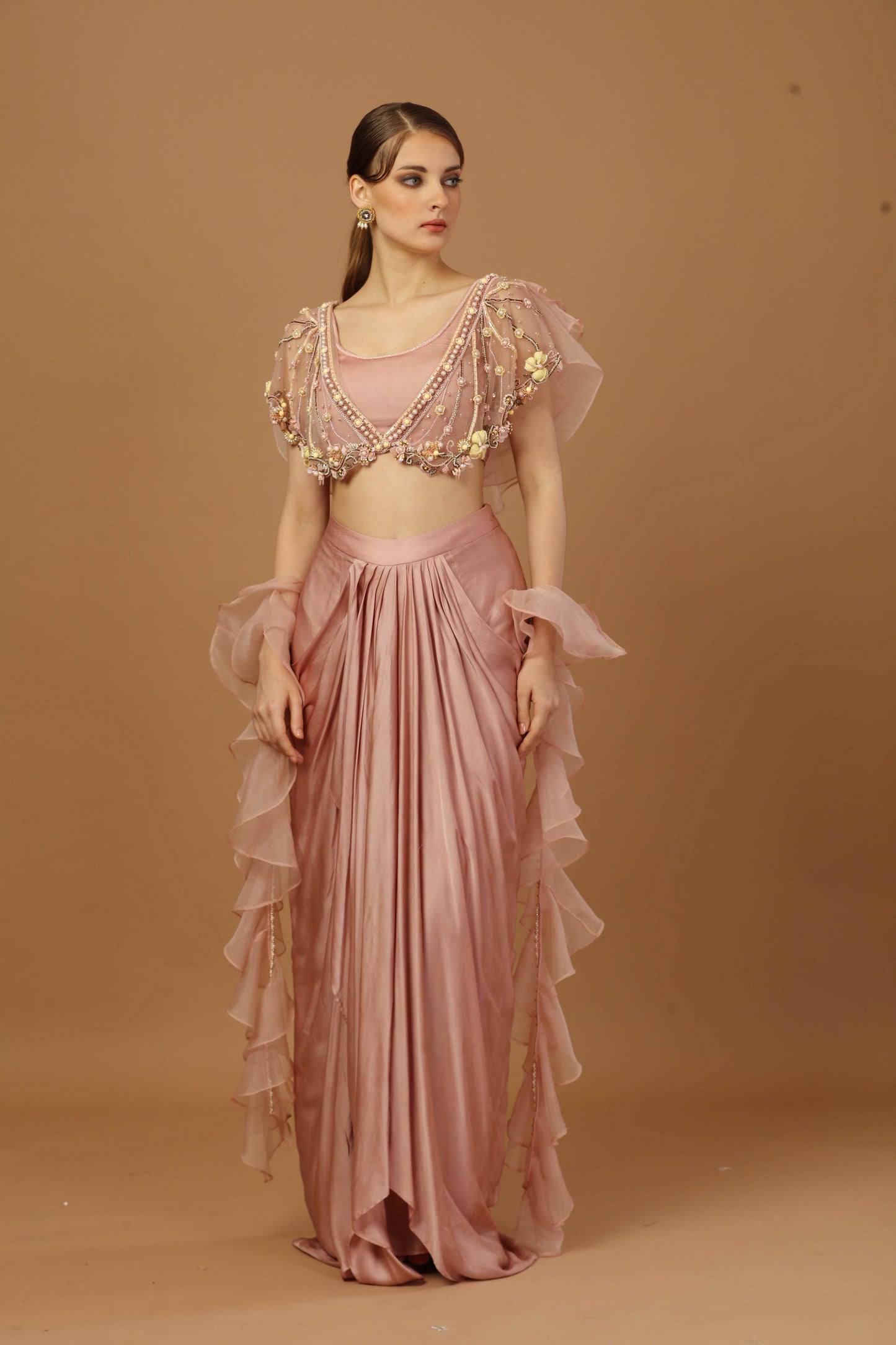 Drape skirt withlayered Blouse