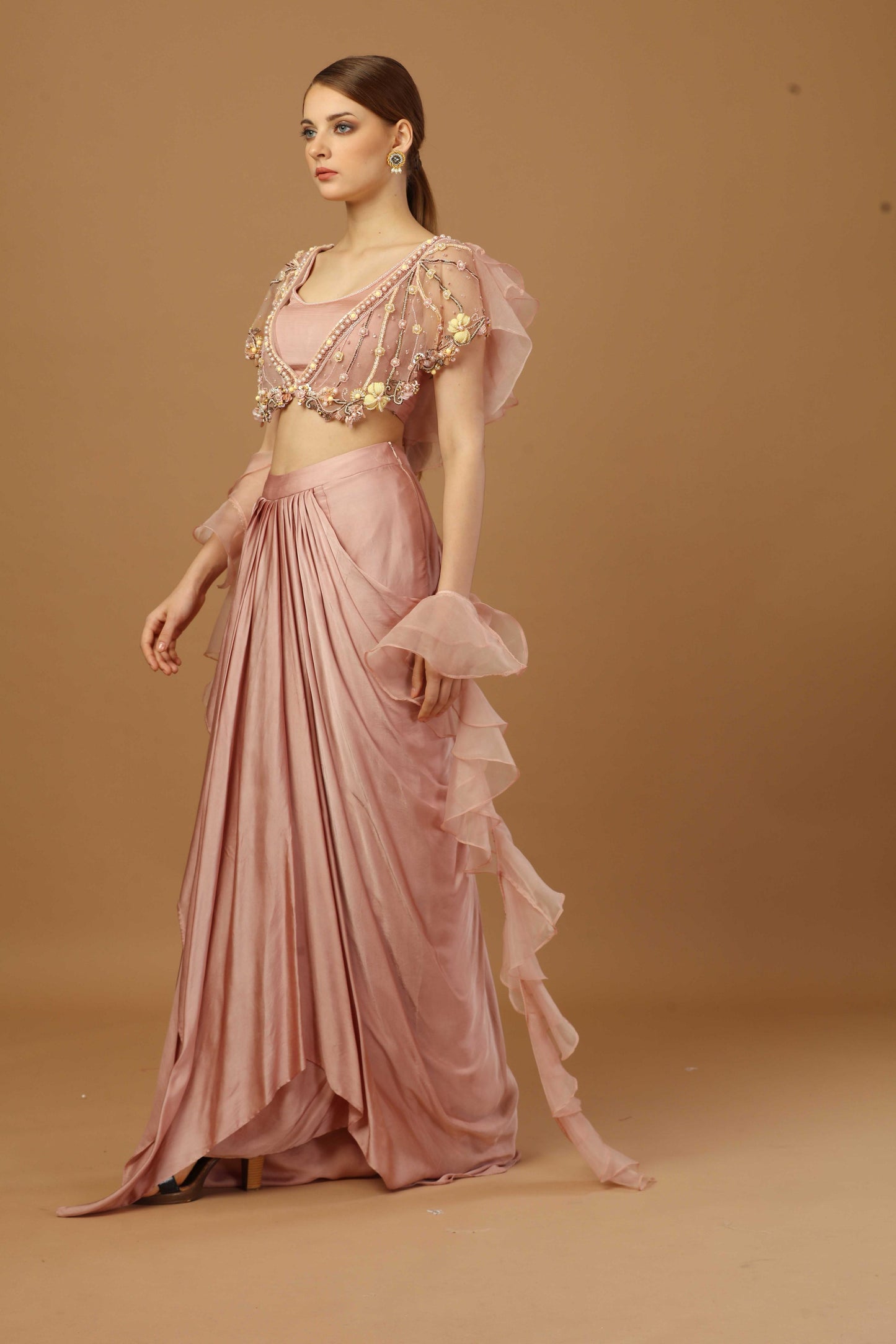 Drape skirt withlayered Blouse