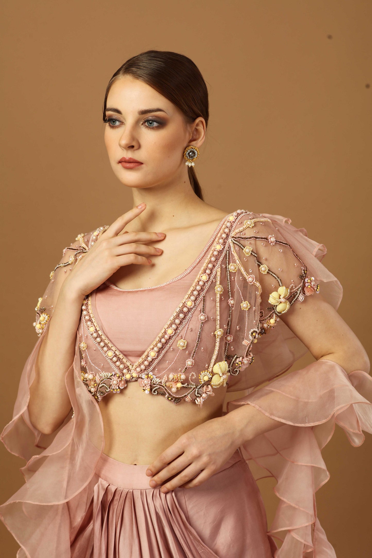 Drape skirt withlayered Blouse