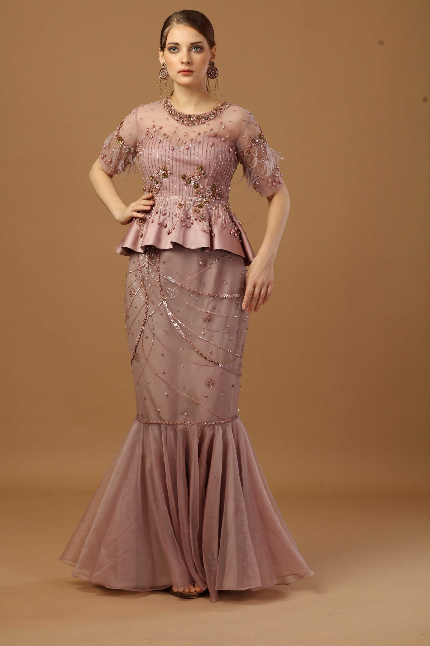 Fish cut Skirt with Peplum top