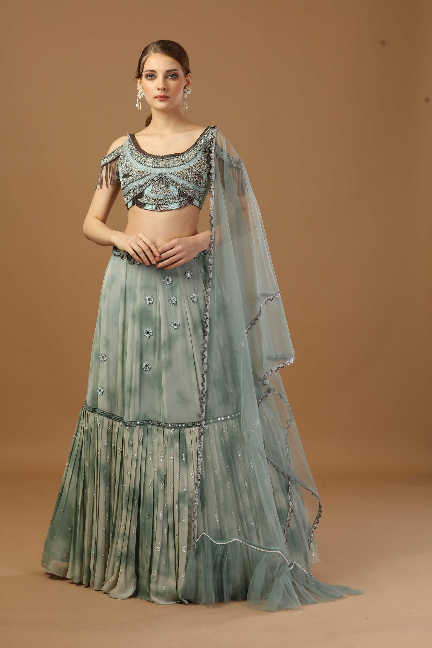 Tye dye Georgette skirt with blouse and dupatta