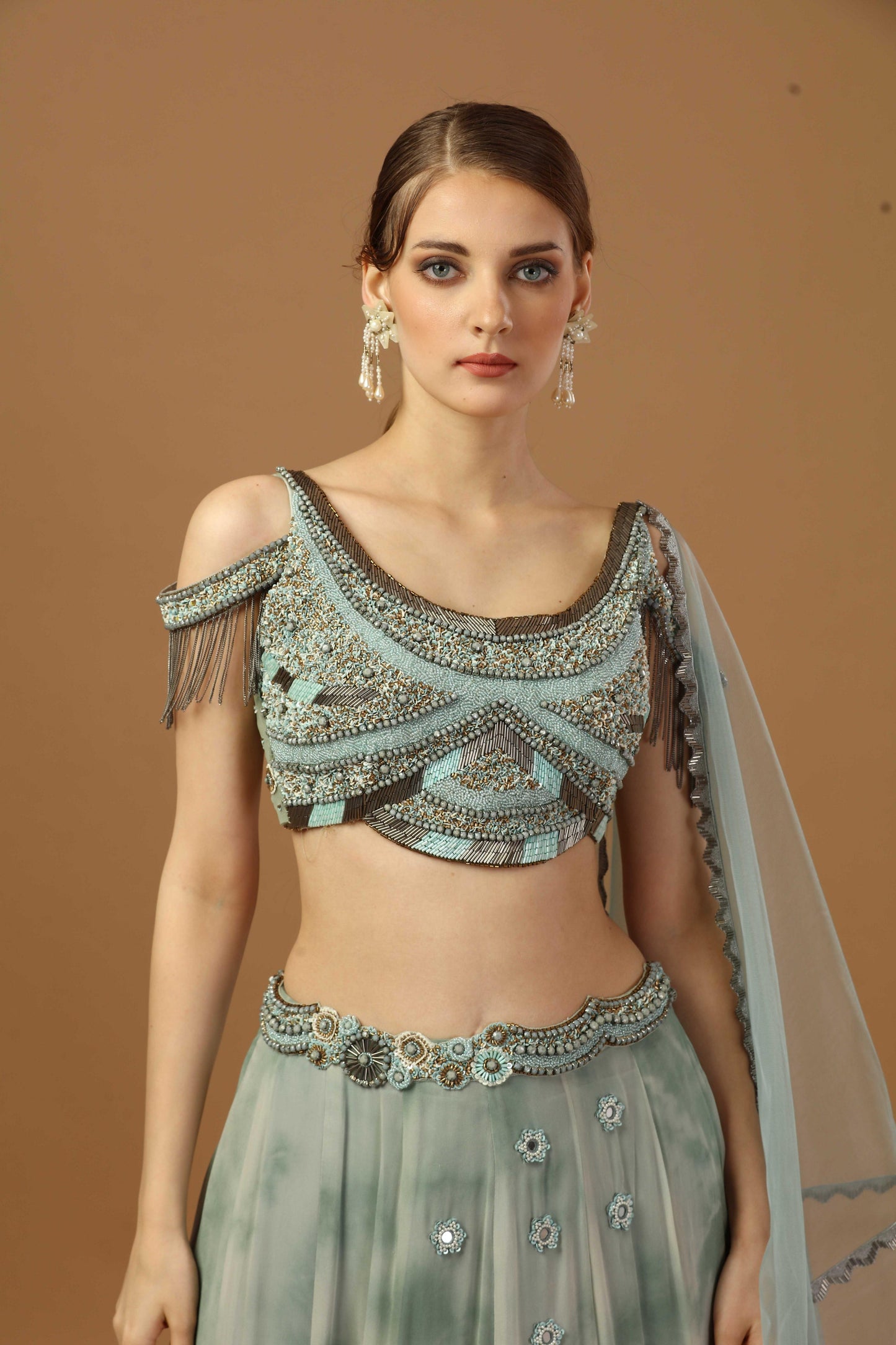 Tye dye Georgette skirt with blouse and dupatta