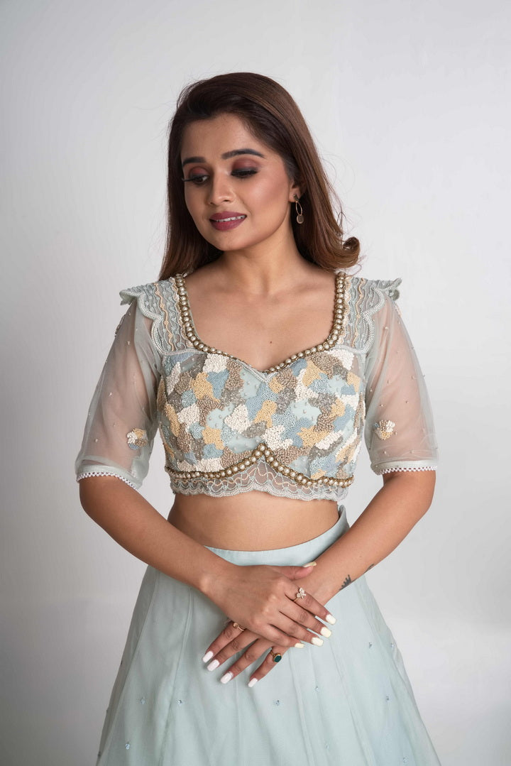 Aqua lehenga set