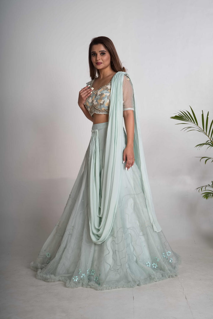 Aqua lehenga set