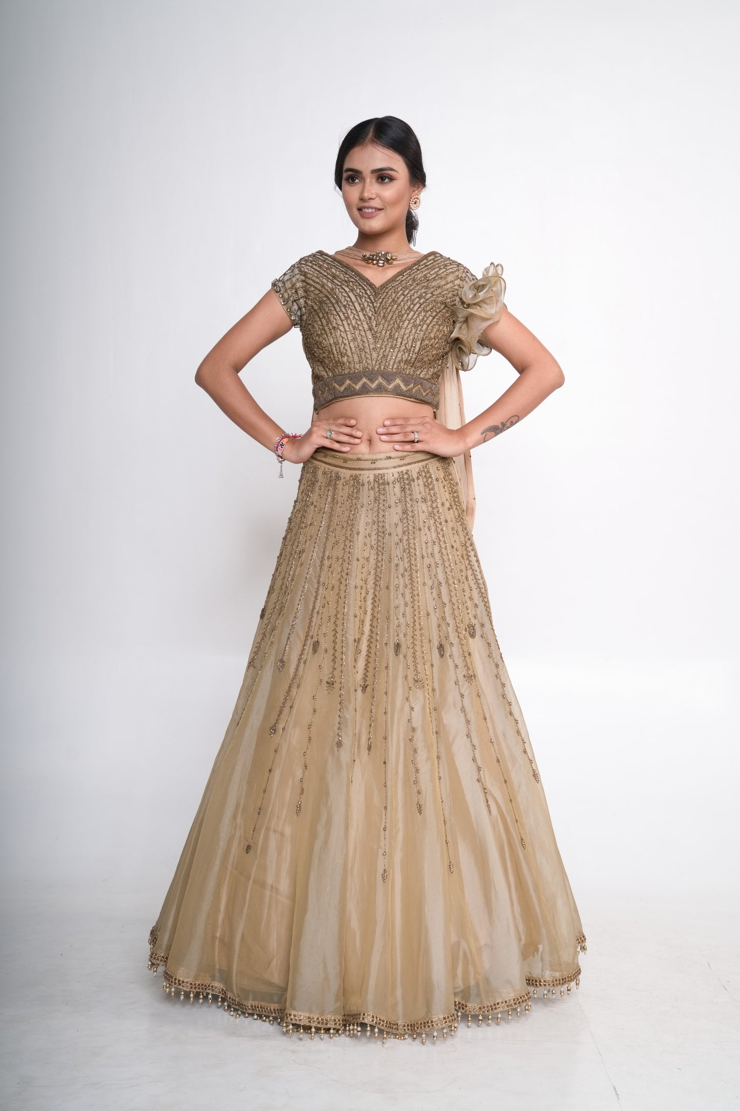 Gold lehenga set
