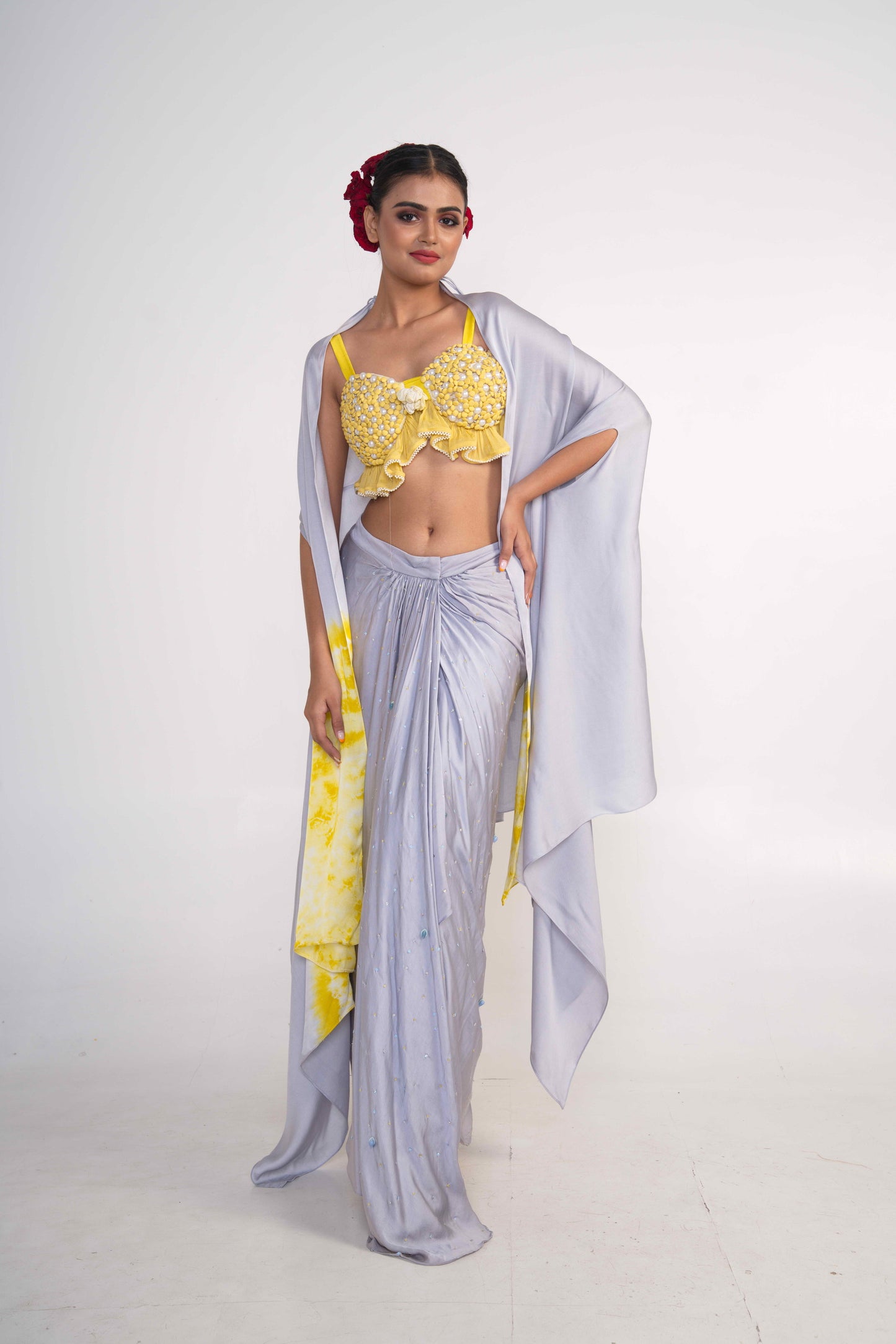 Ice Blue Co-Ord Set With shrug