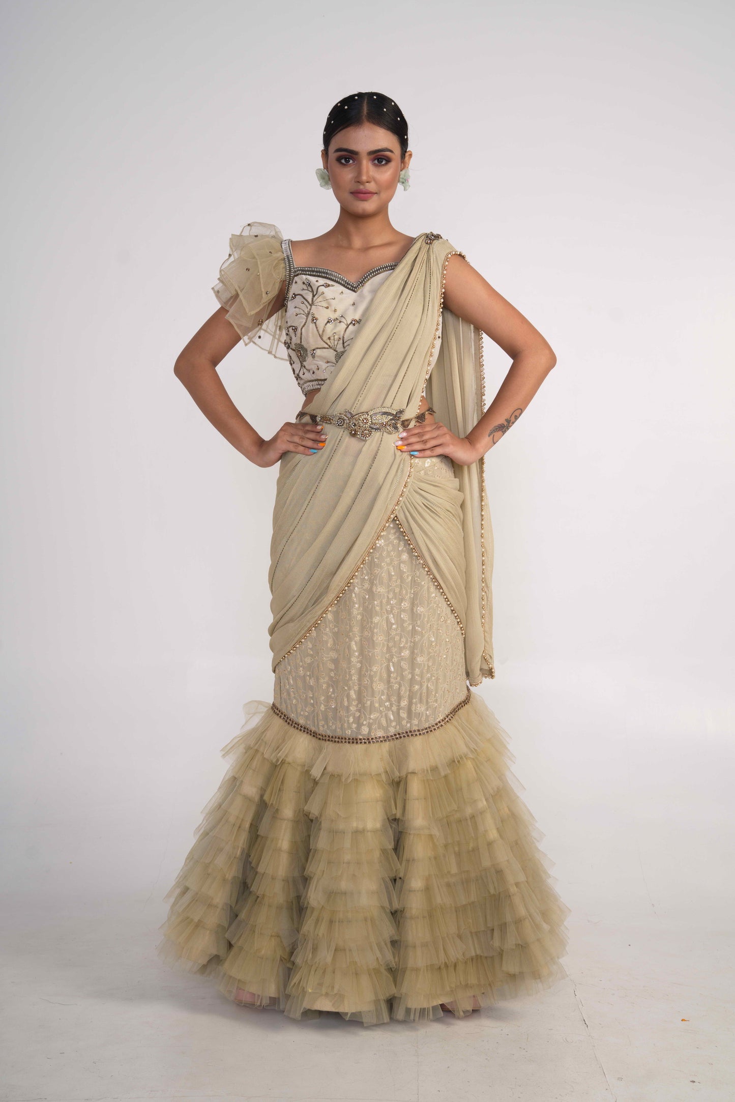 Sage Green fish cut Lehenga Set