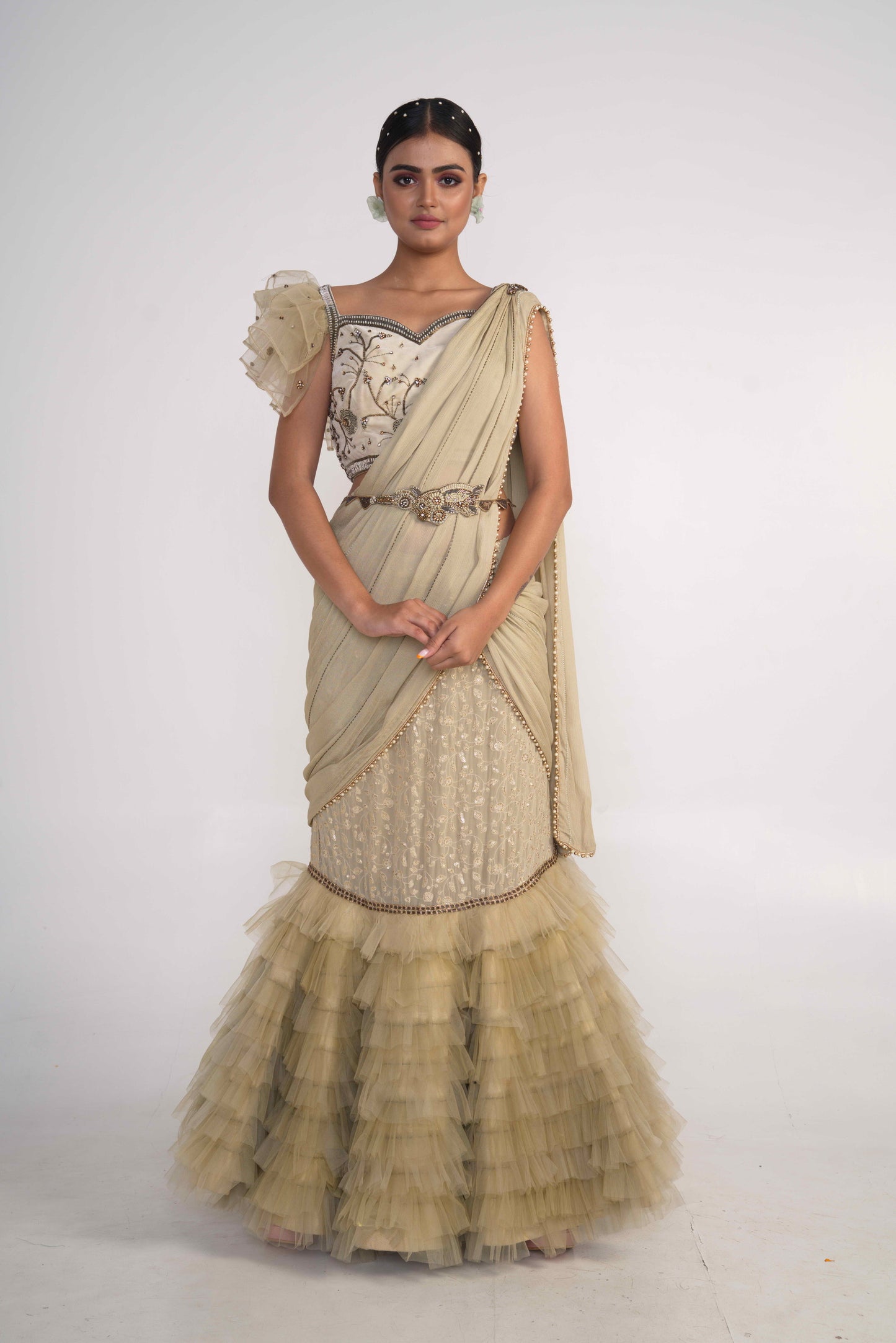 Sage Green fish cut Lehenga Set