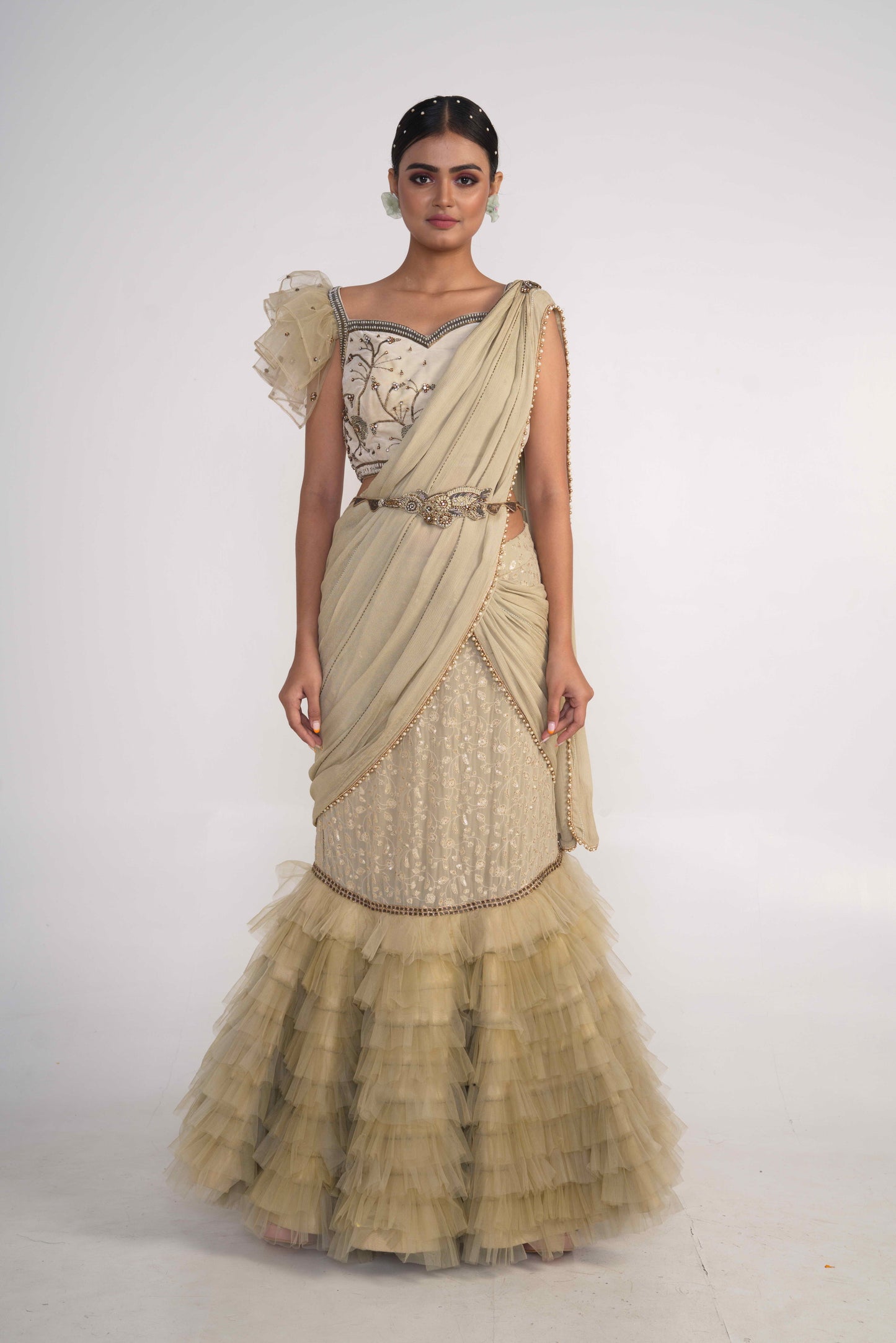 Sage Green fish cut Lehenga Set