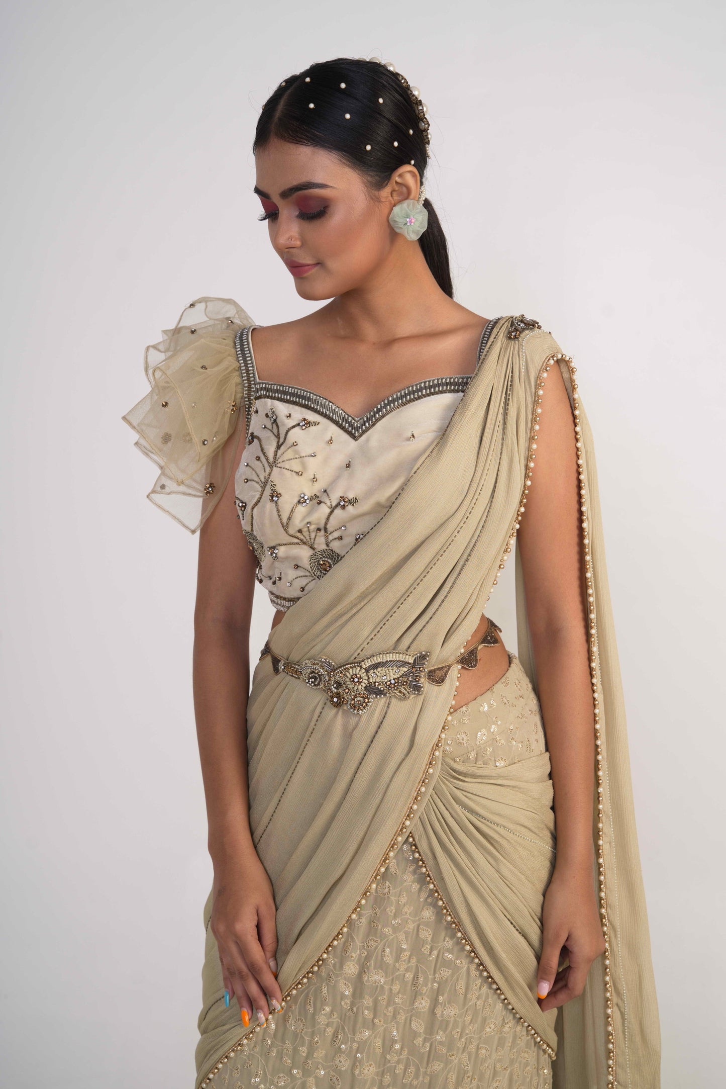 Sage Green fish cut Lehenga Set