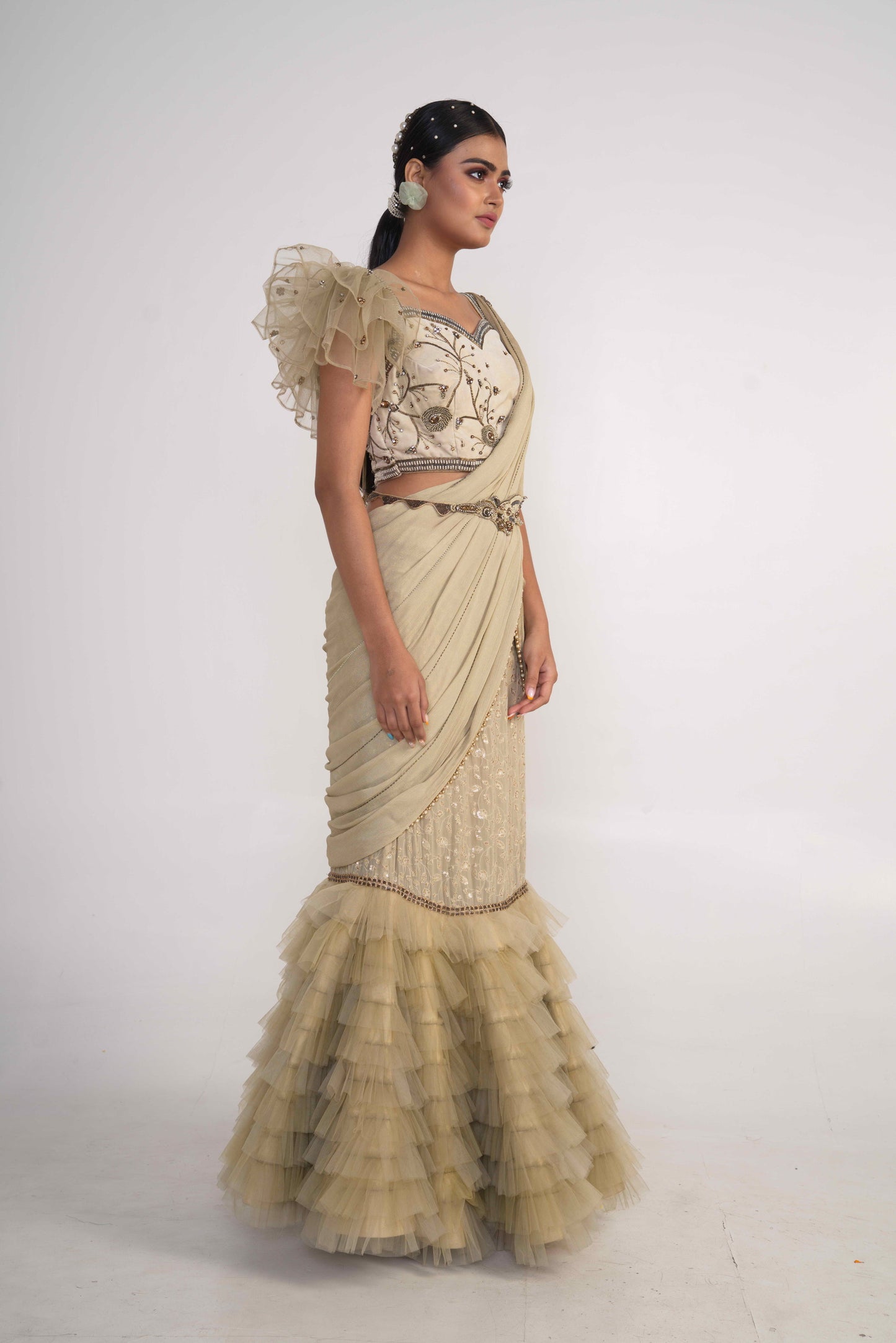 Sage Green fish cut Lehenga Set