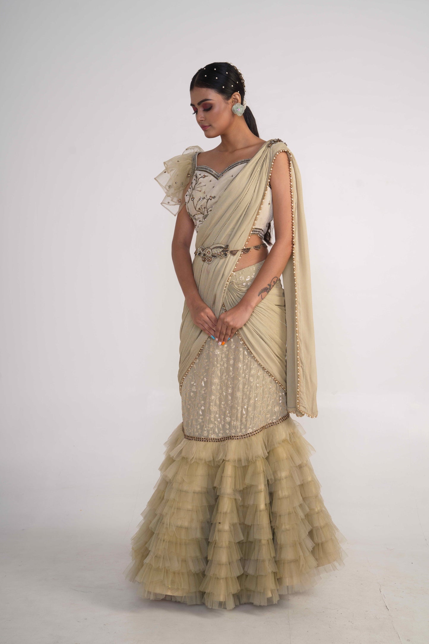 Sage Green fish cut Lehenga Set
