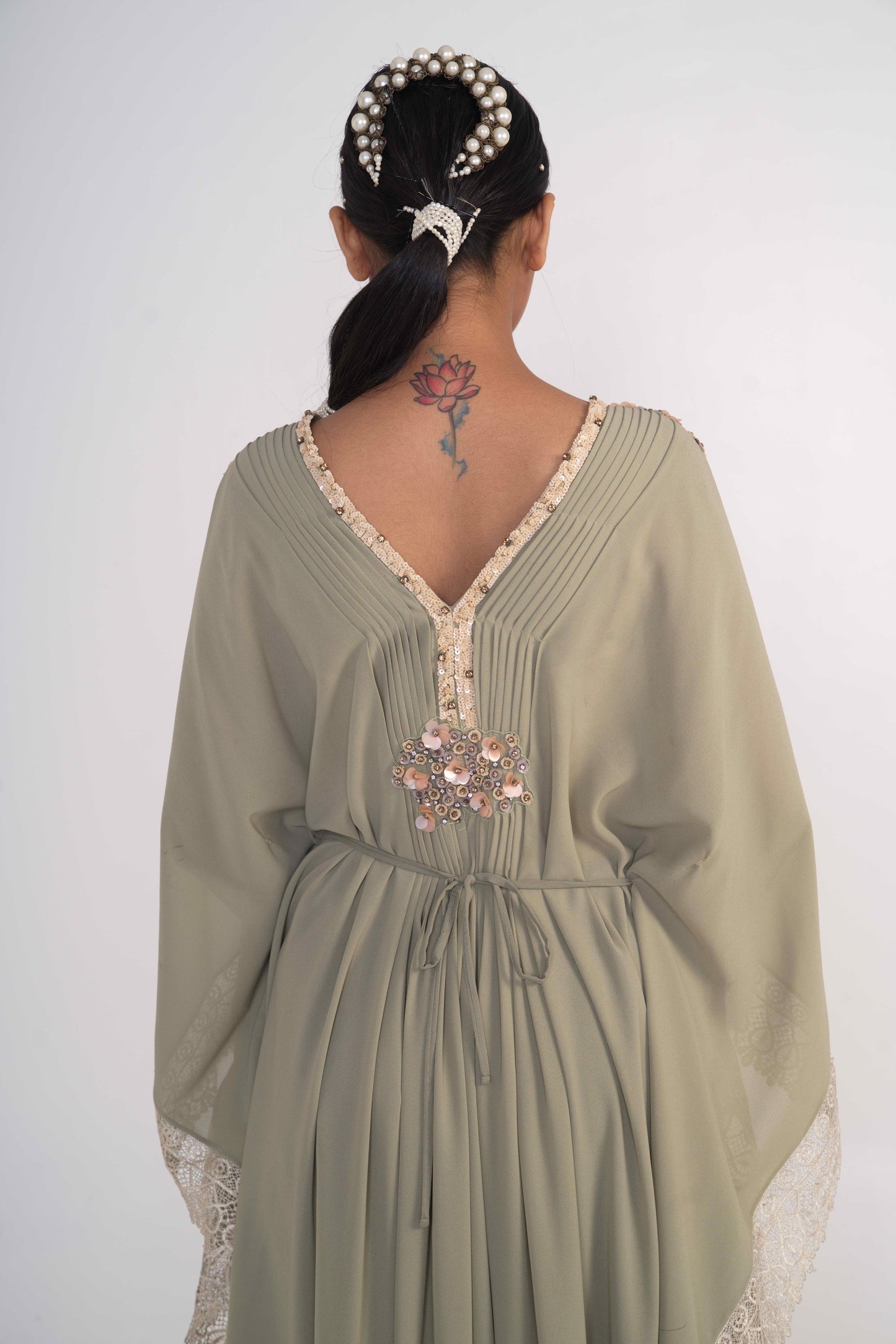 Sage Green Kaftaan With Belt