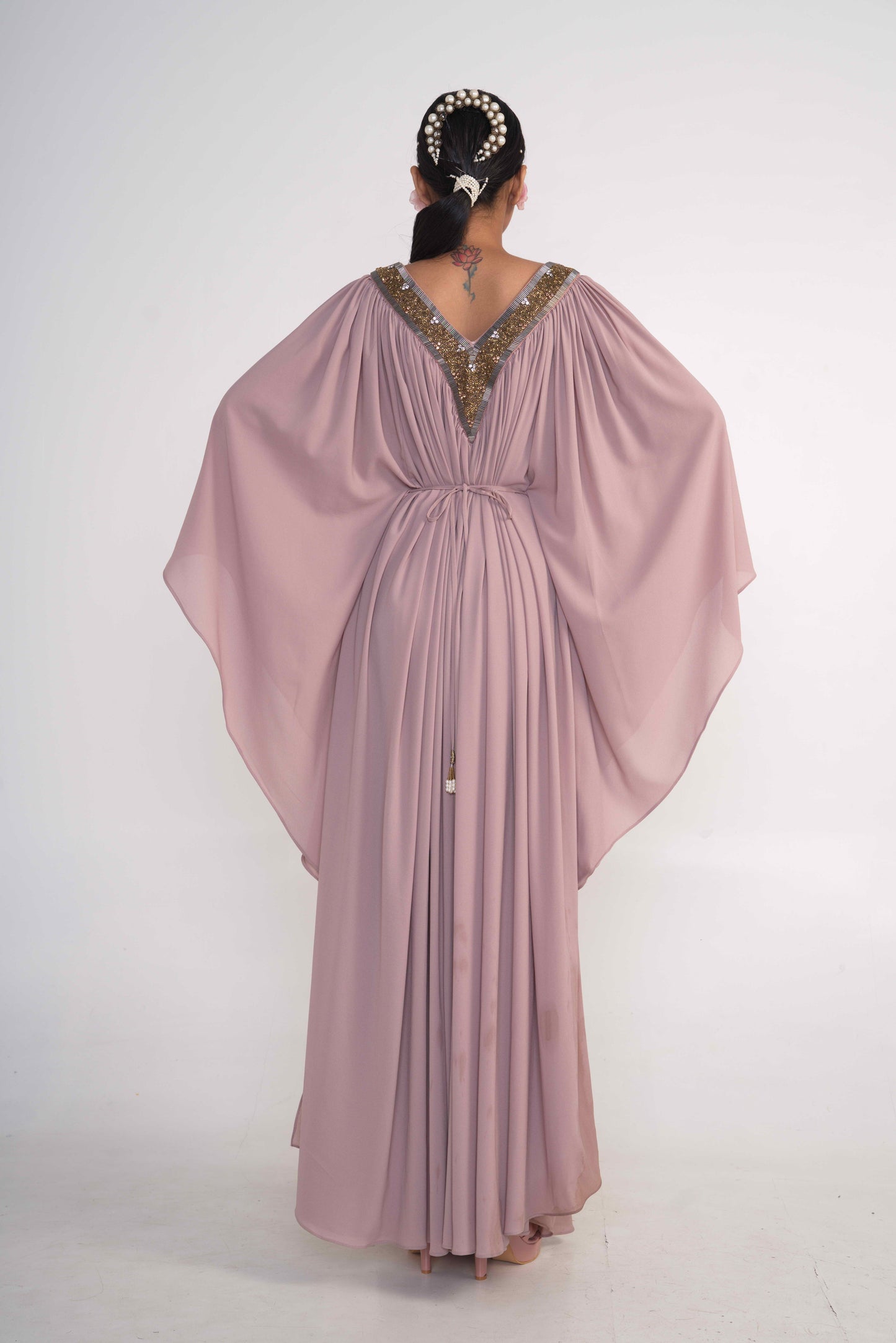 Oyster Kaftan dress With Belt