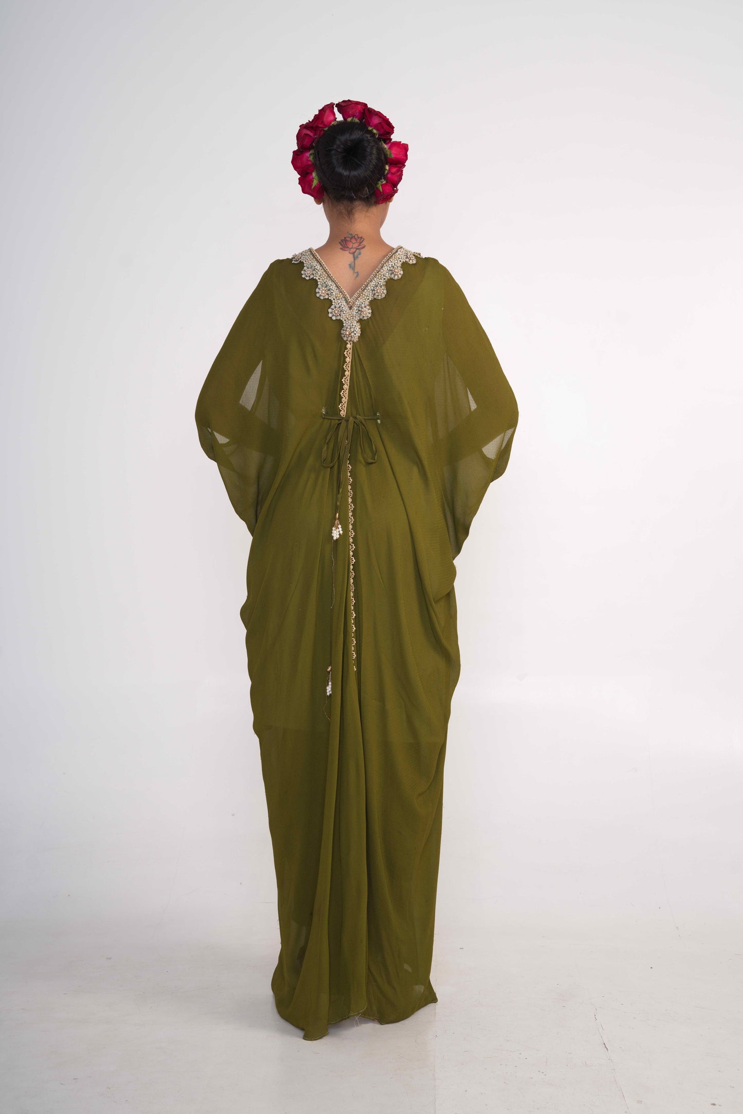 Olive Drape Gown
