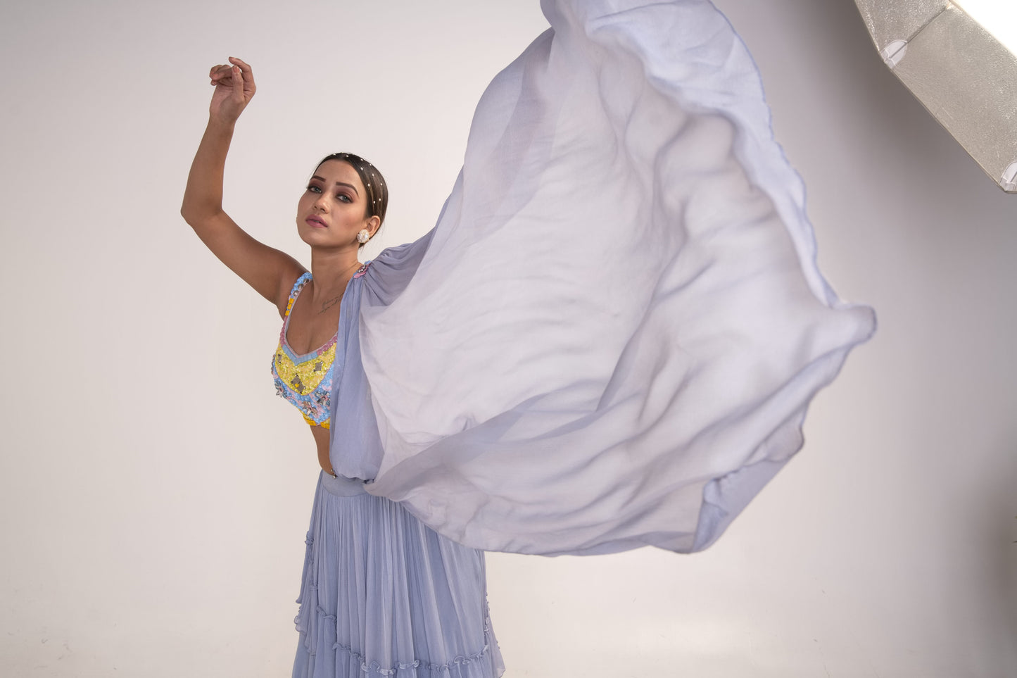 Ice Blue Lehenga Set with pre drape dupatta