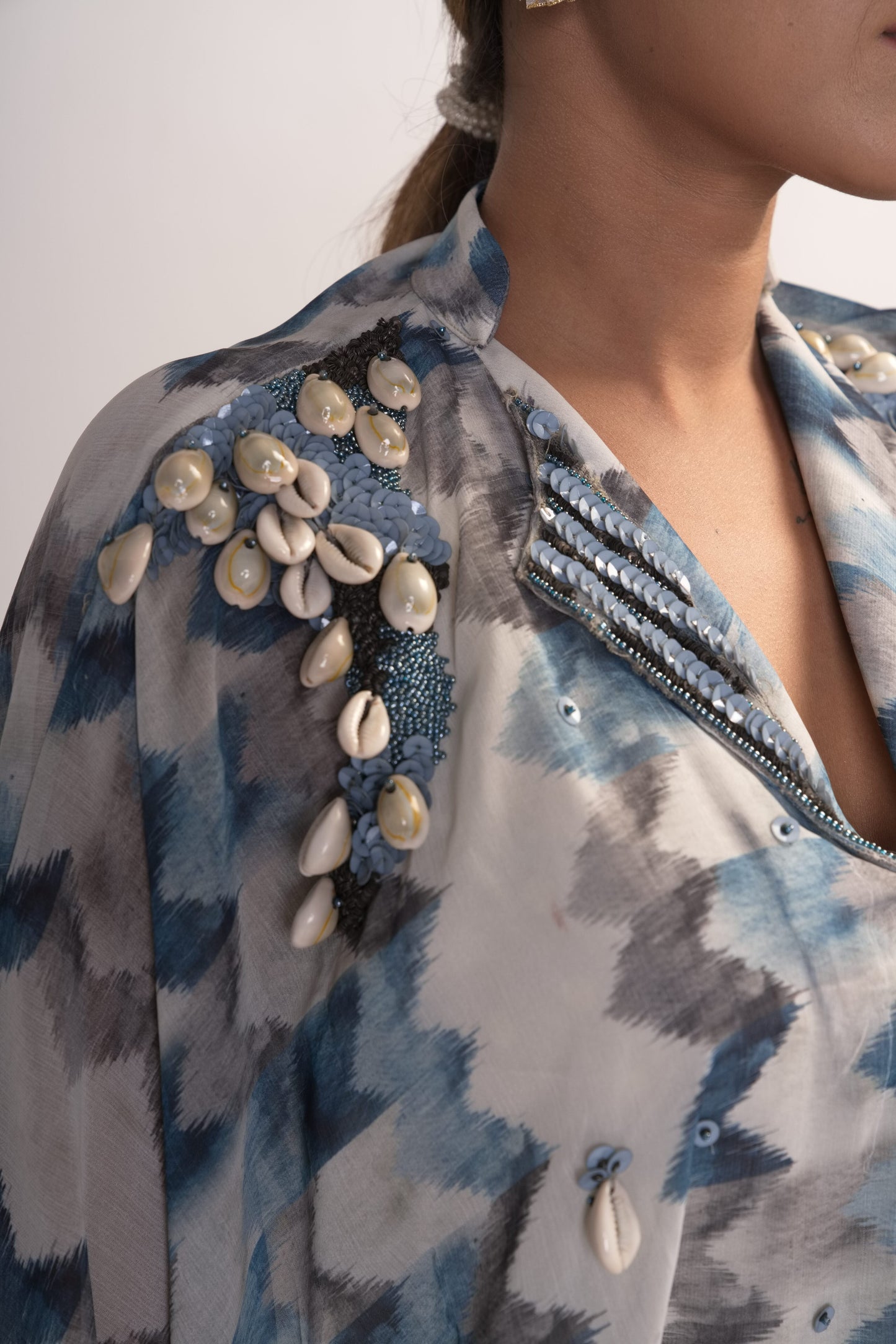 Multi color Printed Shirt Kaftan With Belt