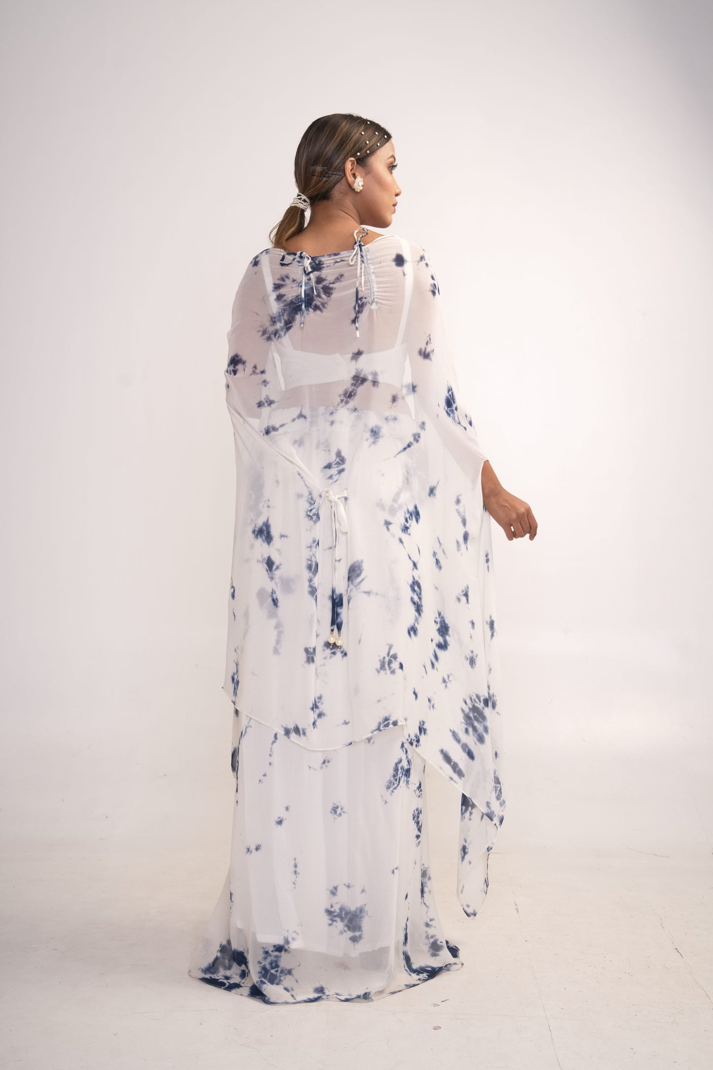 White and Blue Tie-Dye Co-ord Set