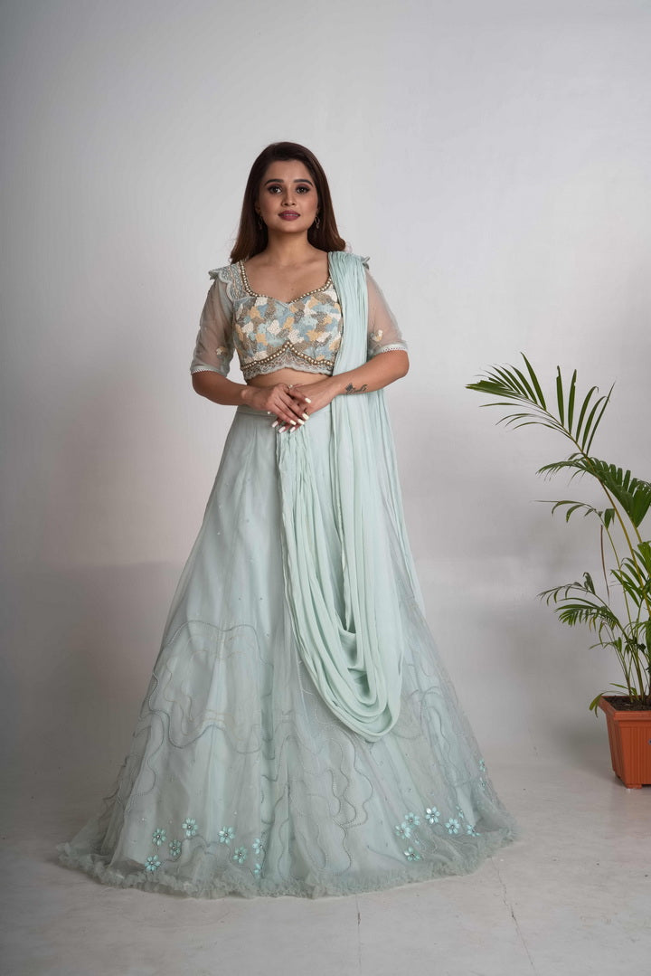Aqua lehenga set