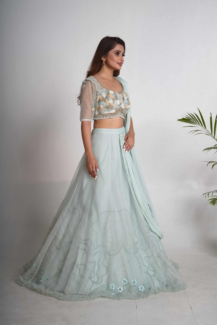 Aqua lehenga set