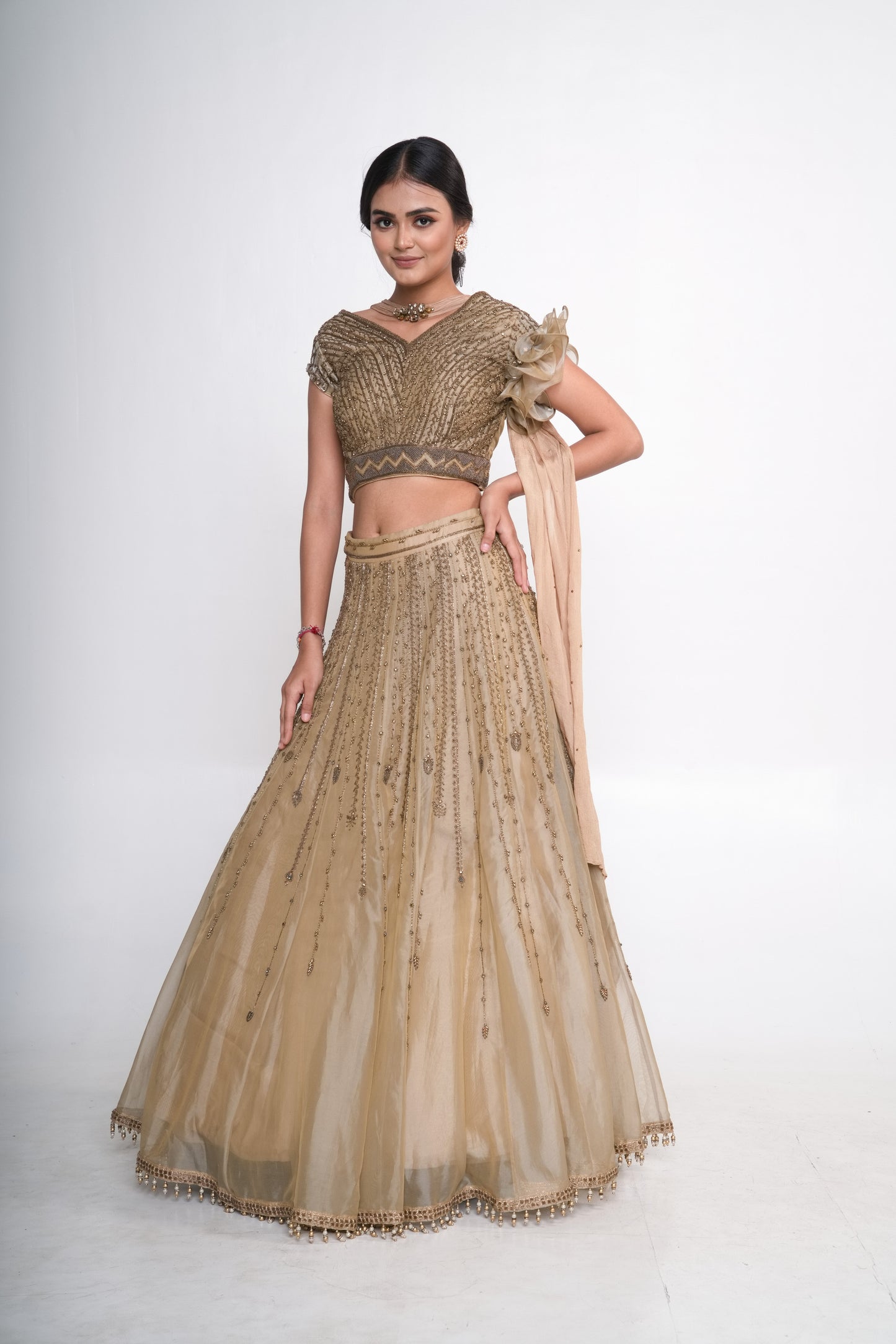 Gold lehenga set