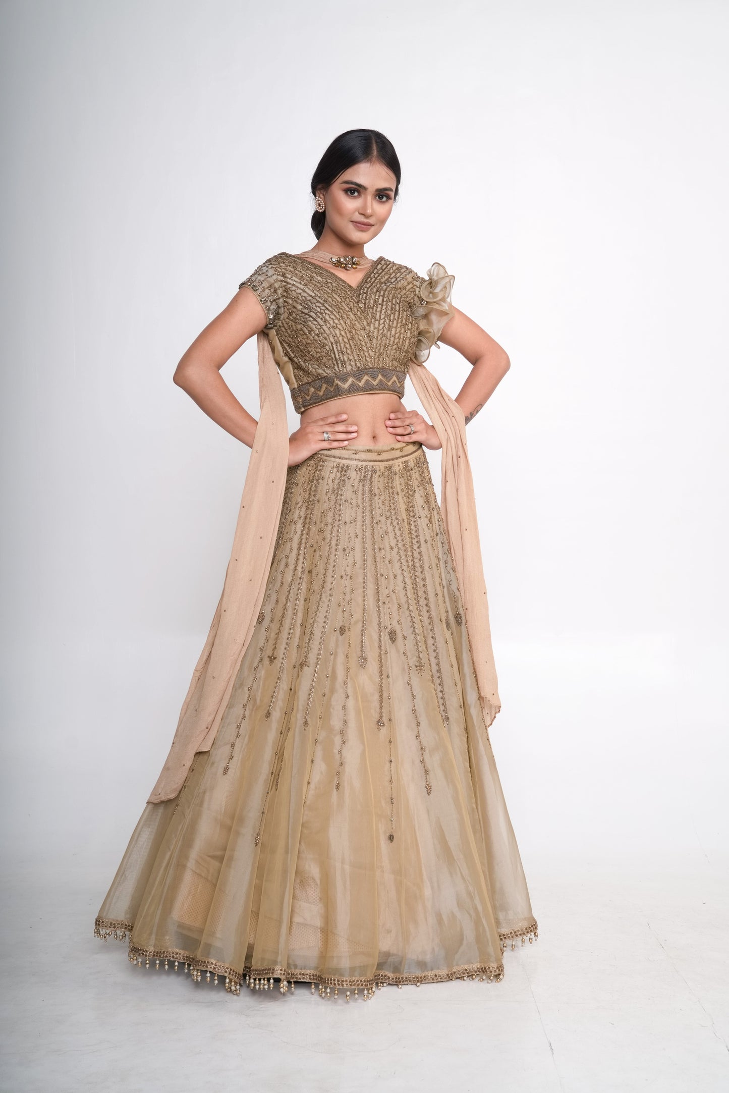 Gold lehenga set