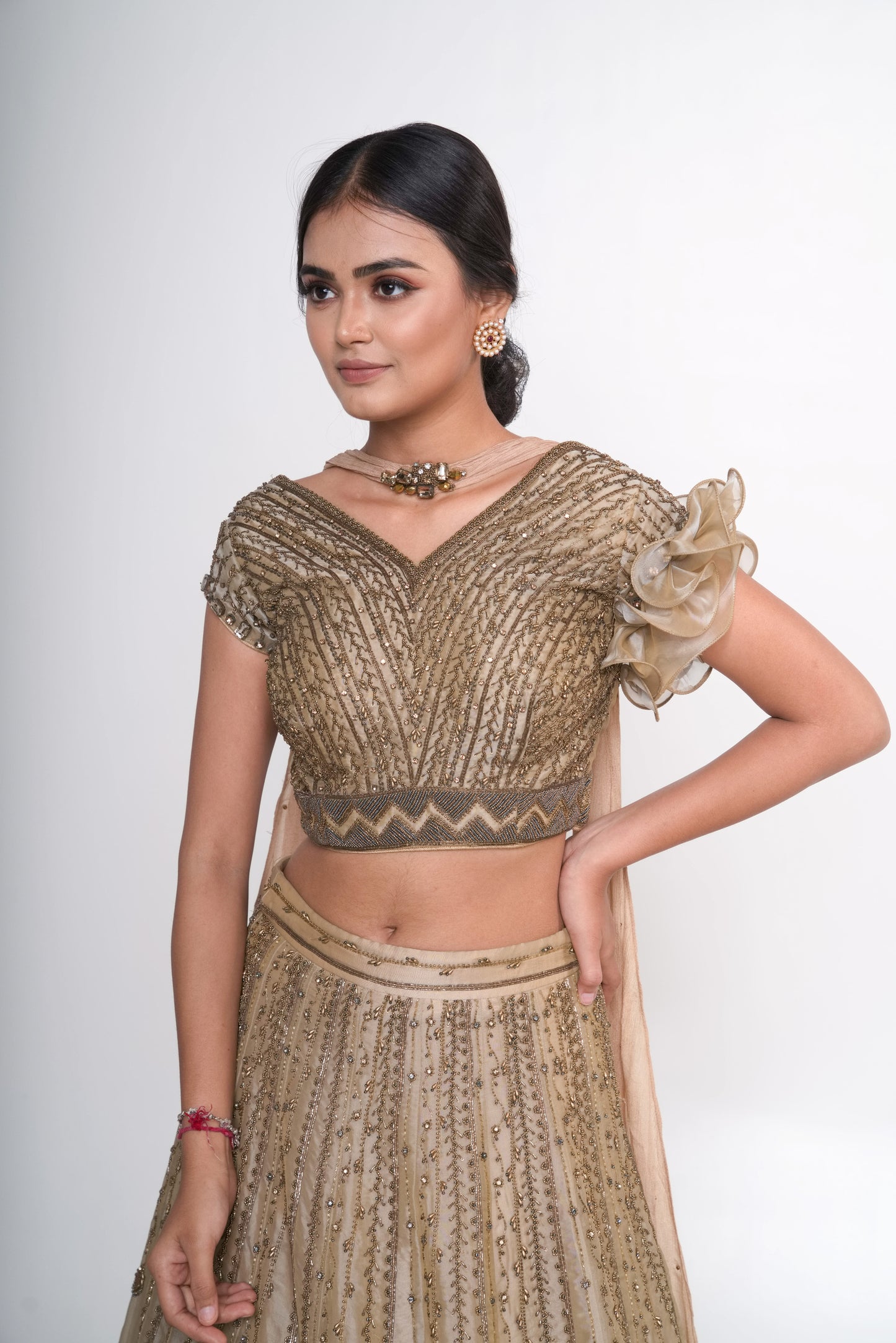 Gold lehenga set