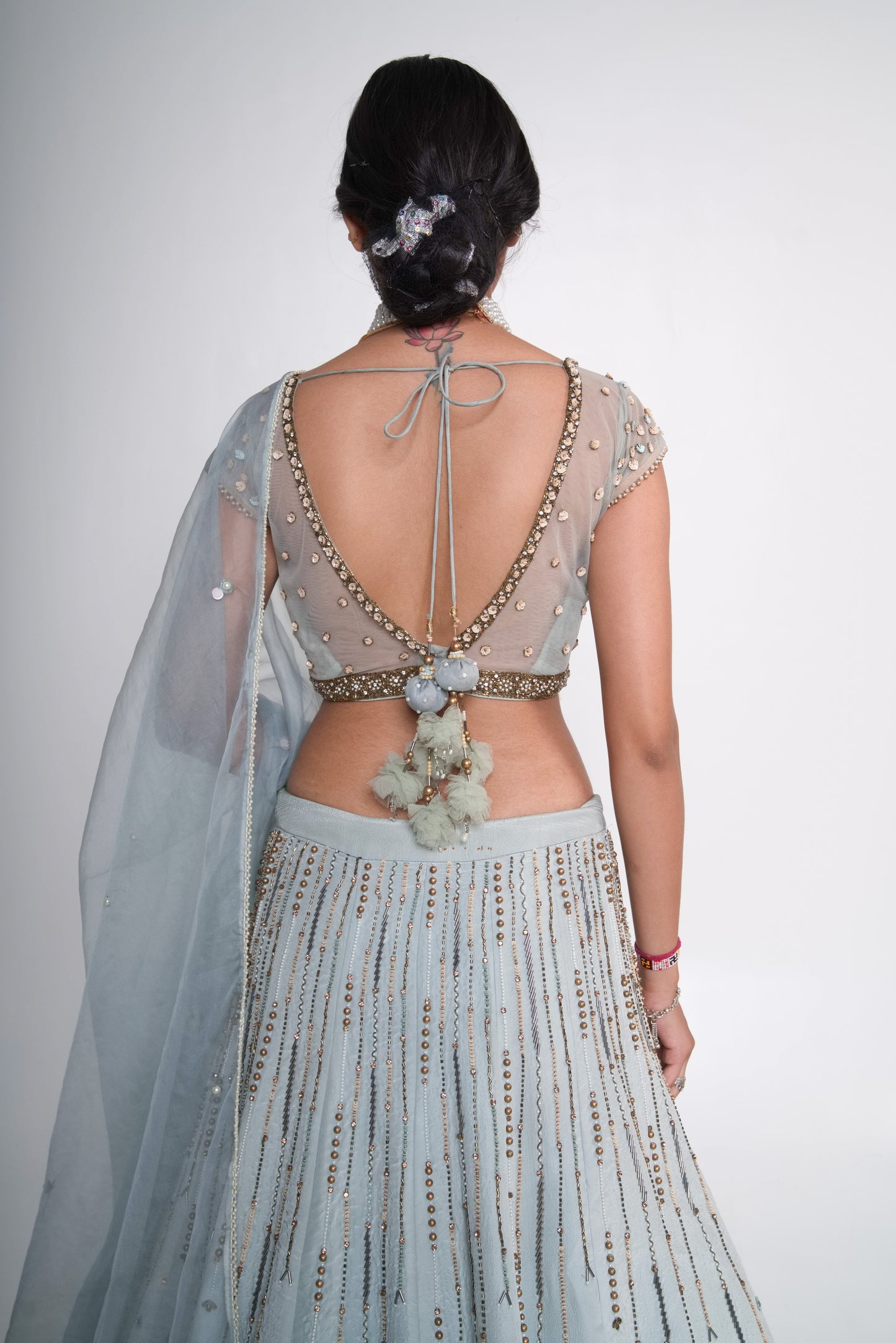 Aqua scallop lehenga set