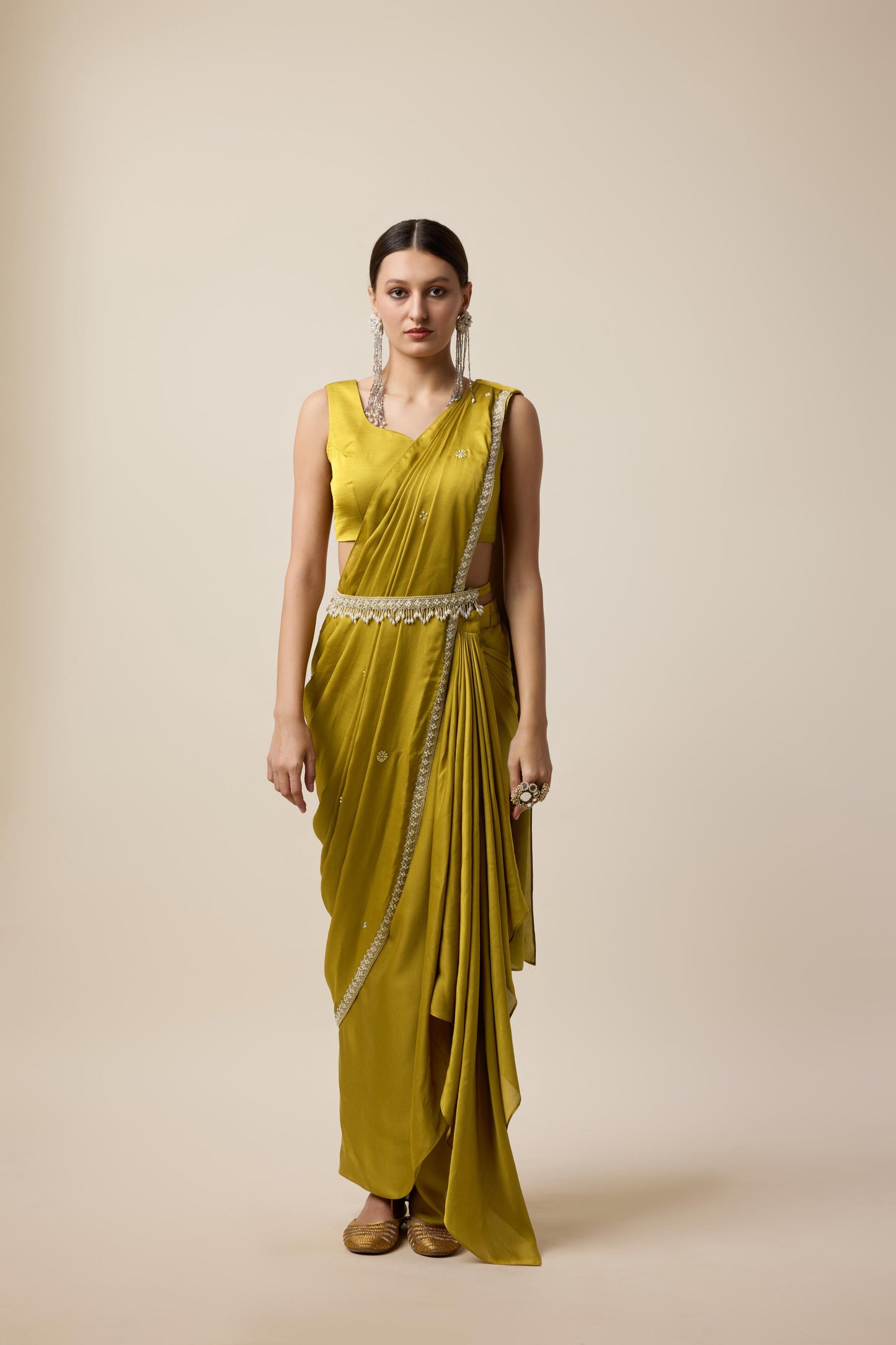 READY SAREE WITH JACKET LOOK