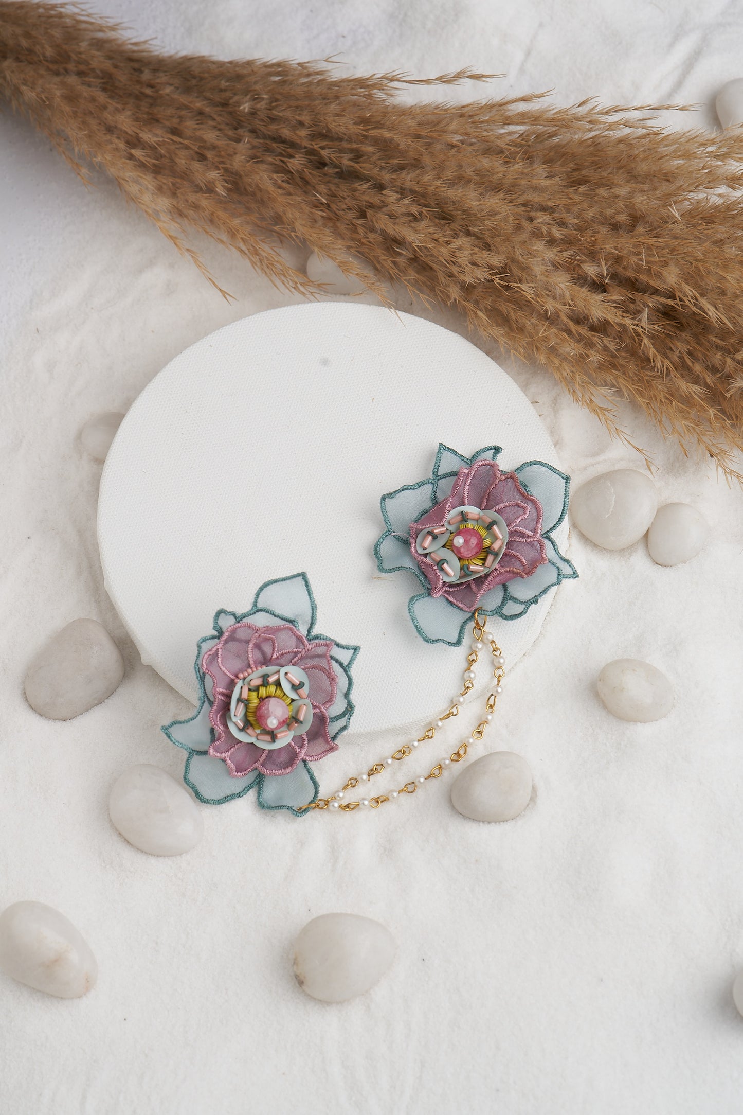 PAIR OF EARRINGS OF FABRIC