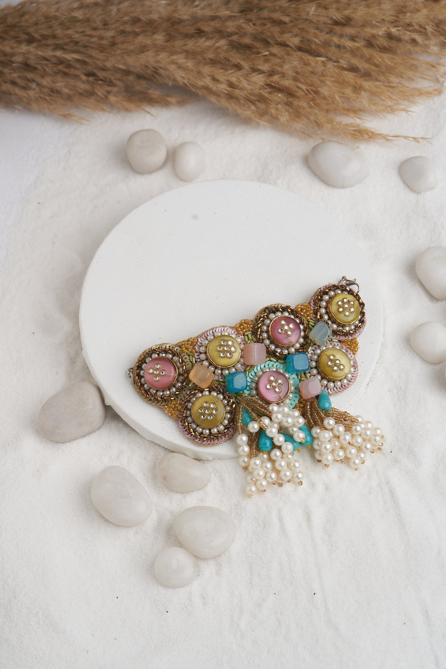 CHOKER SET IN MULTI COLOUR STONE