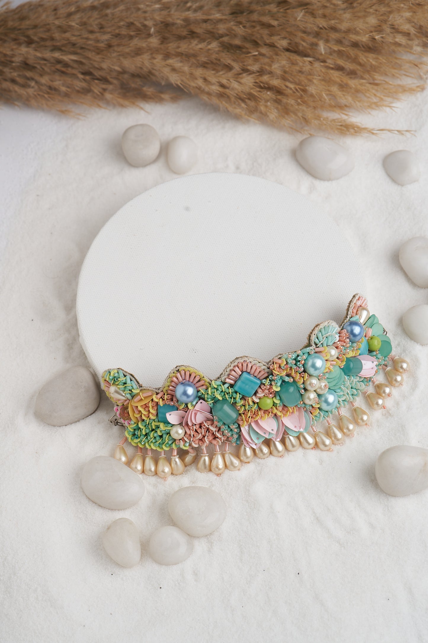 CHOKER SET IN MULTI COLOUR STONE